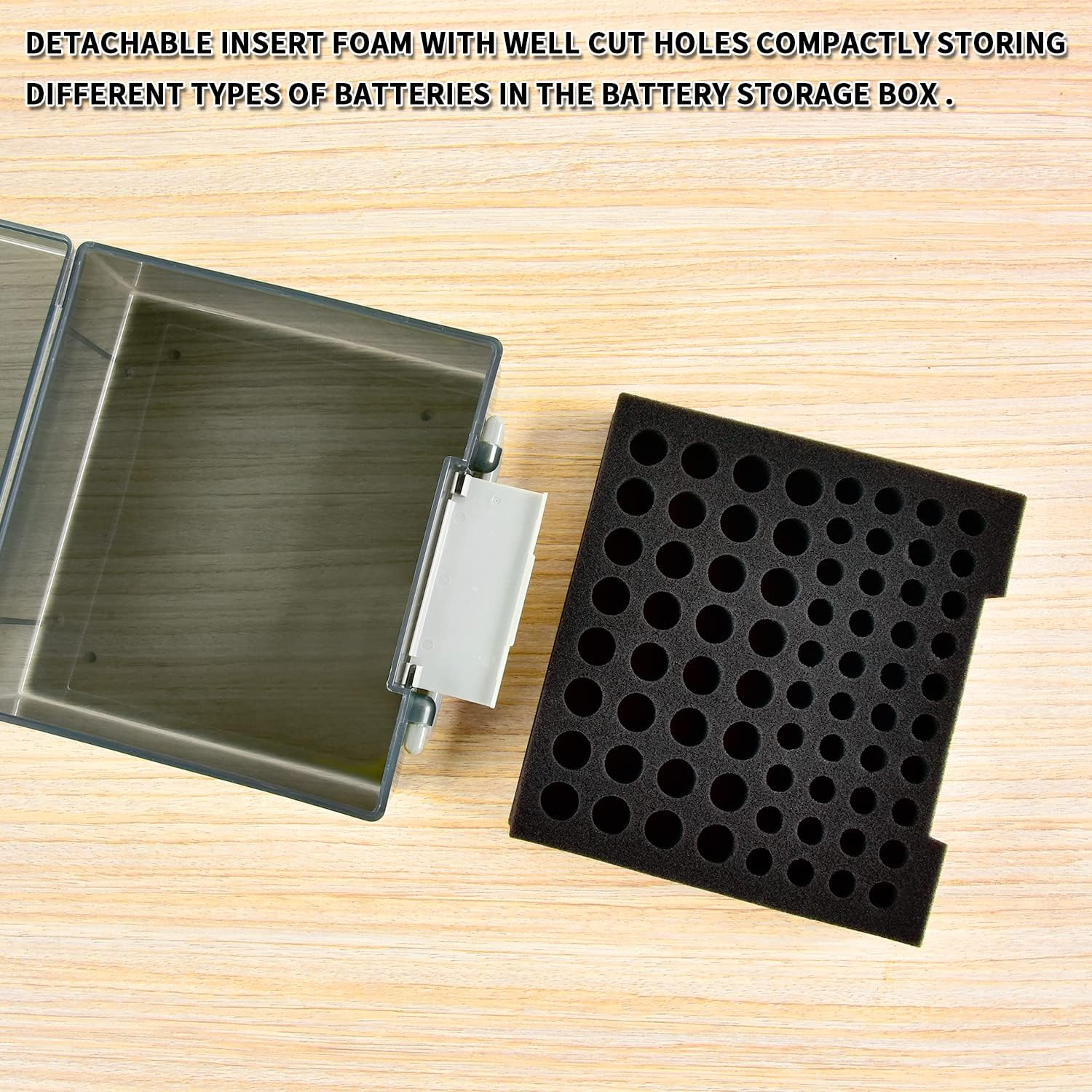 FULLCASE Battery Storage Organizer Holder Holds 72 AA AAA Batteries, Box Cases Garage Container, Home Drawer Organization Dispenser (Case Only) (White) (Gray) - Grey image number 5