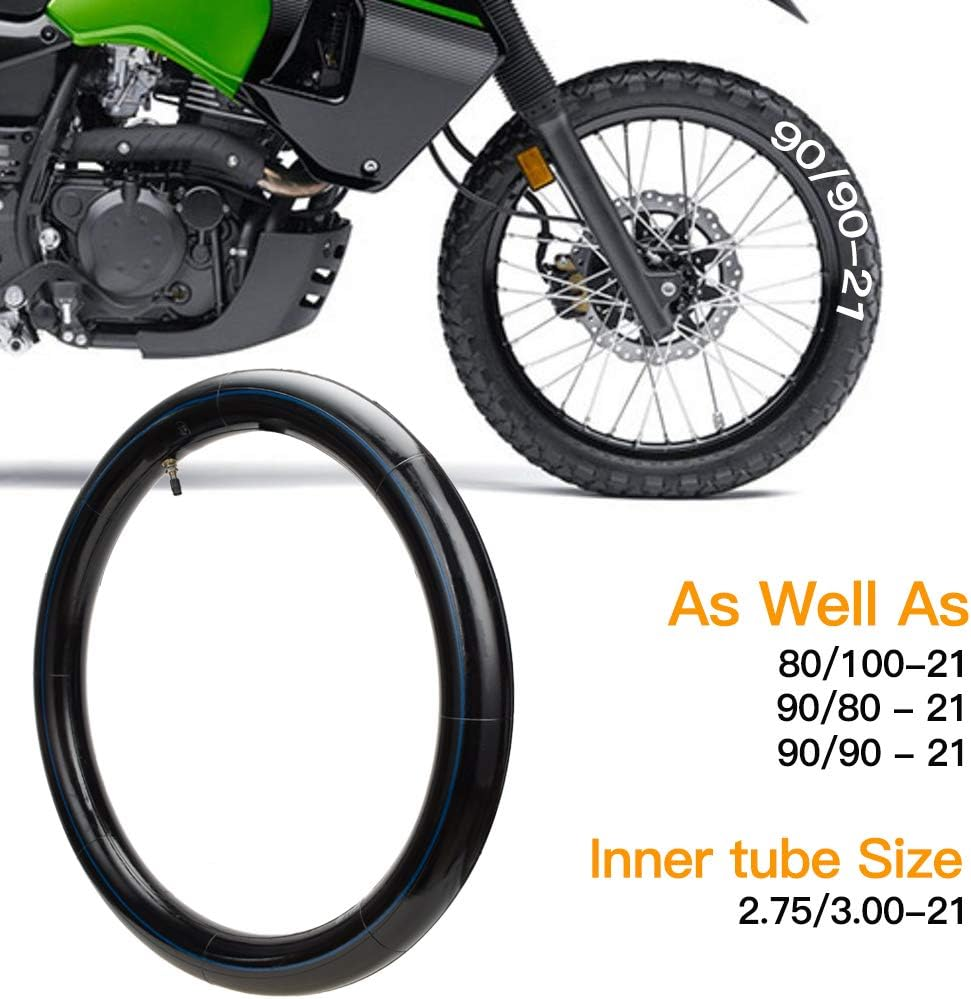 HIAORS 2.75/3.00-21 off Road Motorcycle Inner Tubes with Staight Valve Stem for 90/80-21, 90/90-21, 100/80-21 Chinese Dirt Bikes, Pit Bikes, Trail Bikes Pack of 2