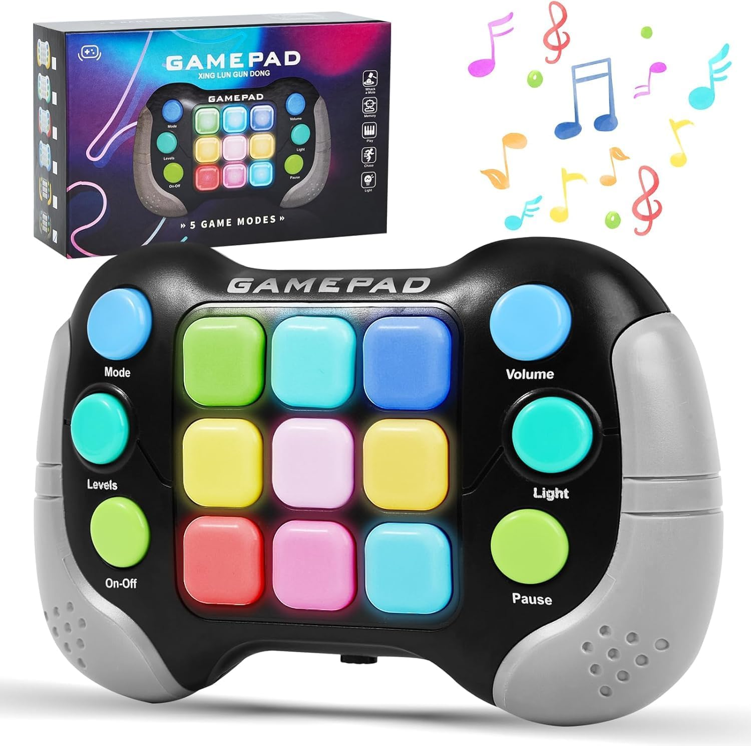 Fast Push Game Fidget Toys Handle, Quick Push Light up Pop Game Fidget Toy with 5 Gaming Modes, Quick Push Buttons Gamepad for Teens Adults, Christmas Birthday for 3-12 Year Old Kids (Grayish Black) image number 2