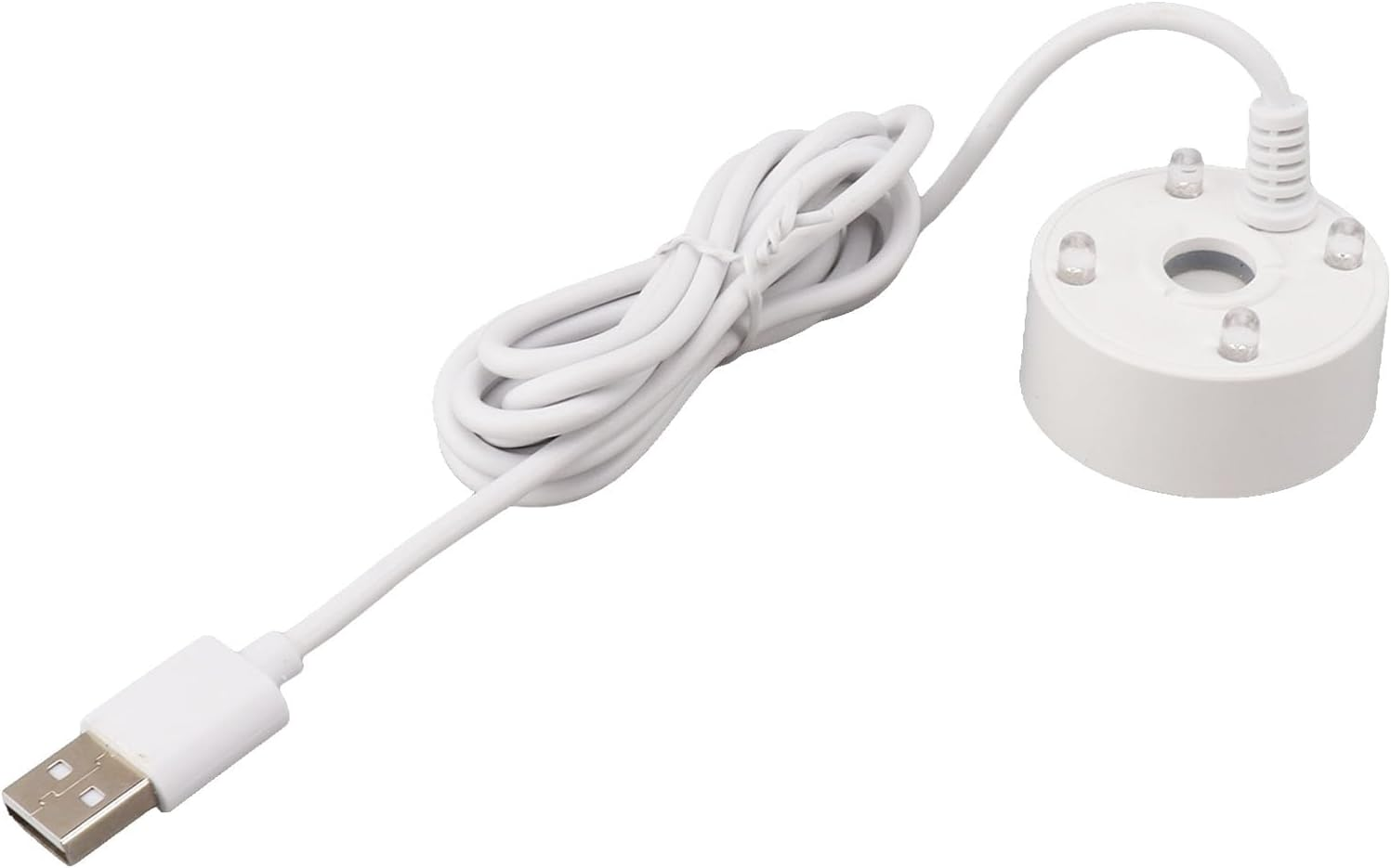 Ultrasonic Mist Maker, 5V Mini USB Fogger Water Fountain Pond Fog Machine with Colorful LED Lights, Halloween Party Decorations Fogger for Fishtank Vase (White) image number 3