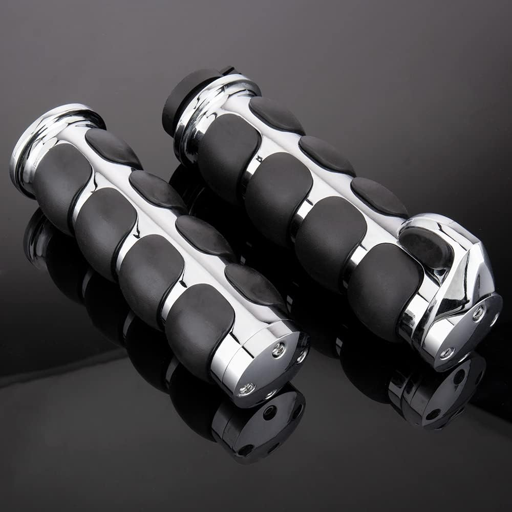 Motorcycle Hand Grips 1 Inch Handlebar Throttle Grips 25MM Chrome Black Aluminum Rubber Compatible with Harley Davidson Dyna Sportster Road King Street Glide Fat Boy Honda Shadow VTX - Black1 image number 3