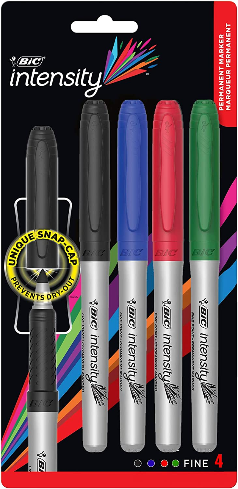 BIC Mark-It Permanent Marker, Fine Point, Red, 12 Markers, GPM11-RED