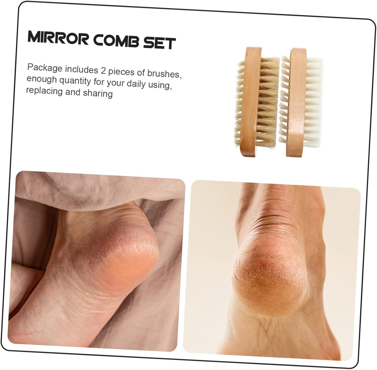 Baluue Wooden Nail Brush 2Pcs Double Sided Bristle Nail Brush Compact Portable Fingernail Cleaning Tool for Travel image number 1