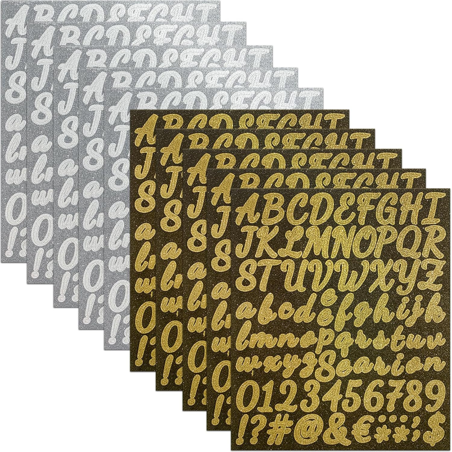 10 Sheets Alphabet Stickers,Vinyl Letter Self-Adhesive Sticker Letters, Gold Alphabets ABC Stickers, for DIY Mailbox, Signs, Window, Car, Door, Office,Poster Board, Address Number image number 2