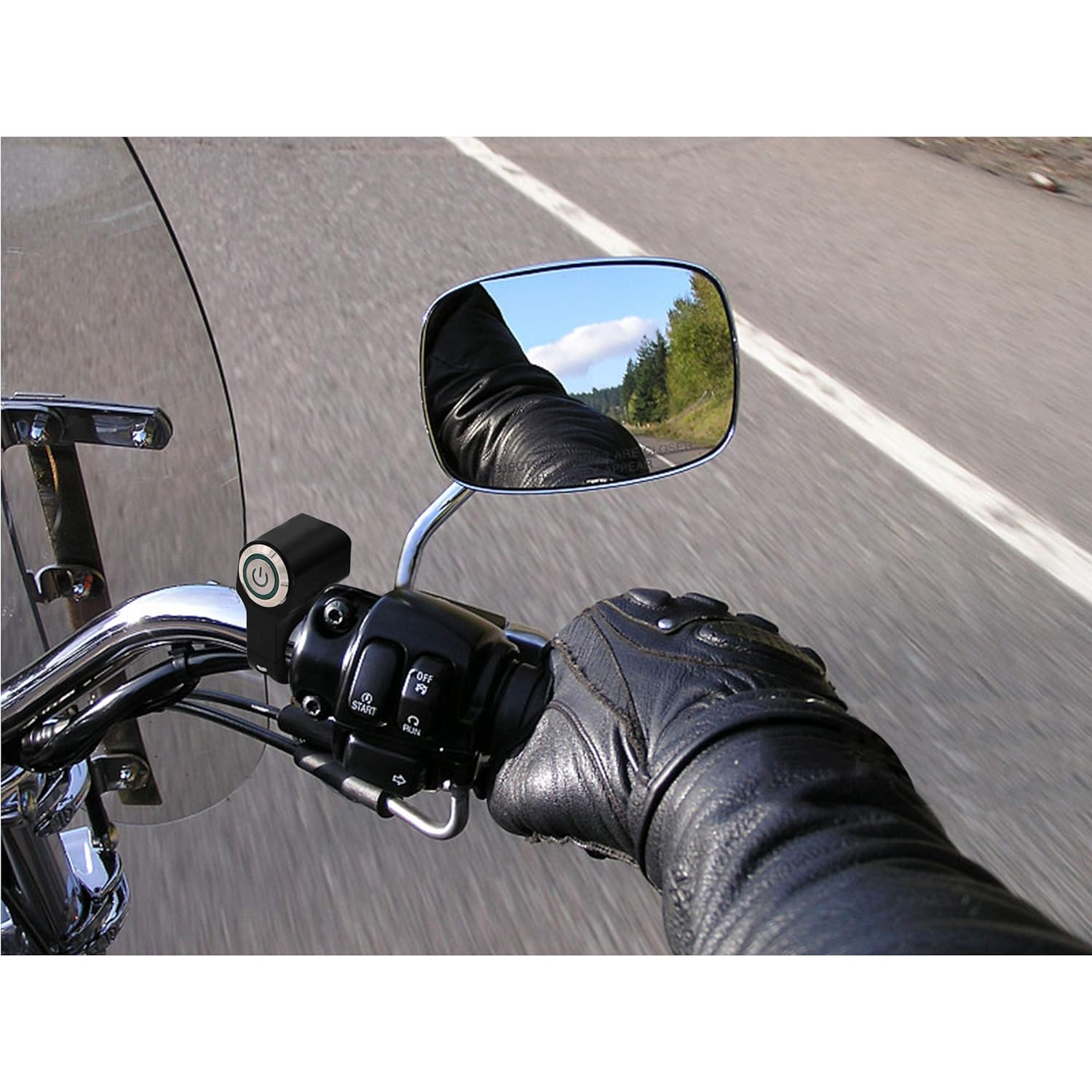 12V 10A Motorcycle Bike ATV 7/8Inch Handlebar CNC Switch for Headlight Hazard Brake Fog Light on off Switches (Green) image number 2