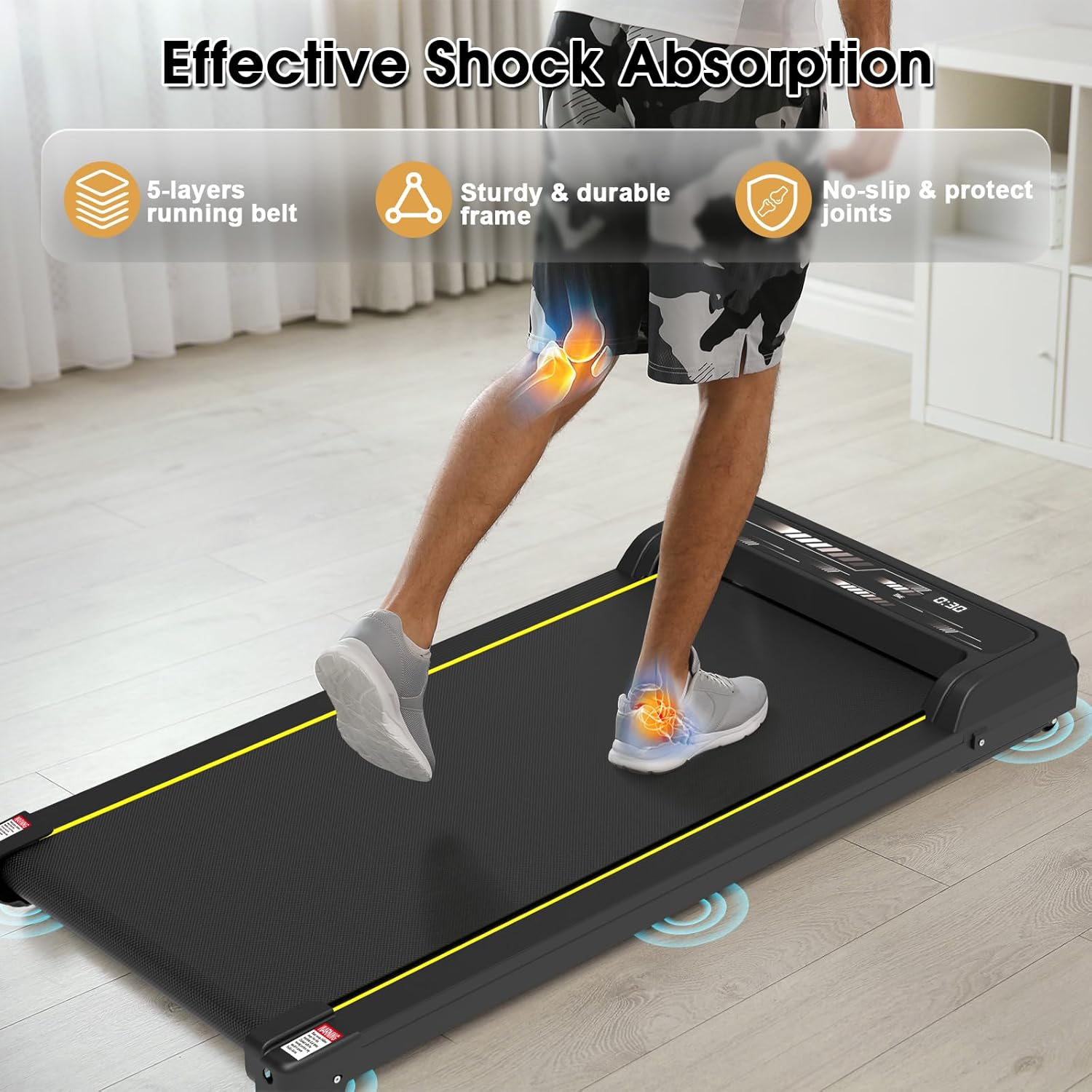 Advwin Walking Pad Treadmill, under Desk Electric Treadmill for Home, Compact Portable Walking Jogging Running Machine with Shock Absorption | Non-Slip | LED Display | Low Noise