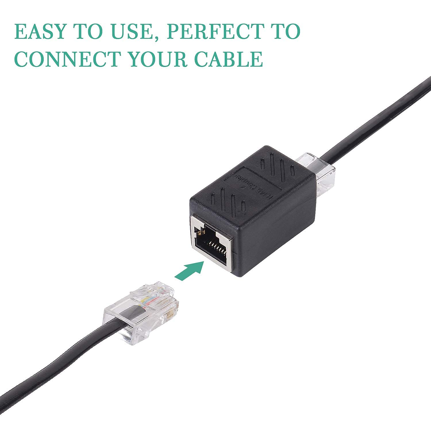 2 Pcs RJ45 to RJ11 Adapter - Black 8P8C to 6P4C Telephone Cable + Expansion Converter for ADSL Modem image number 5