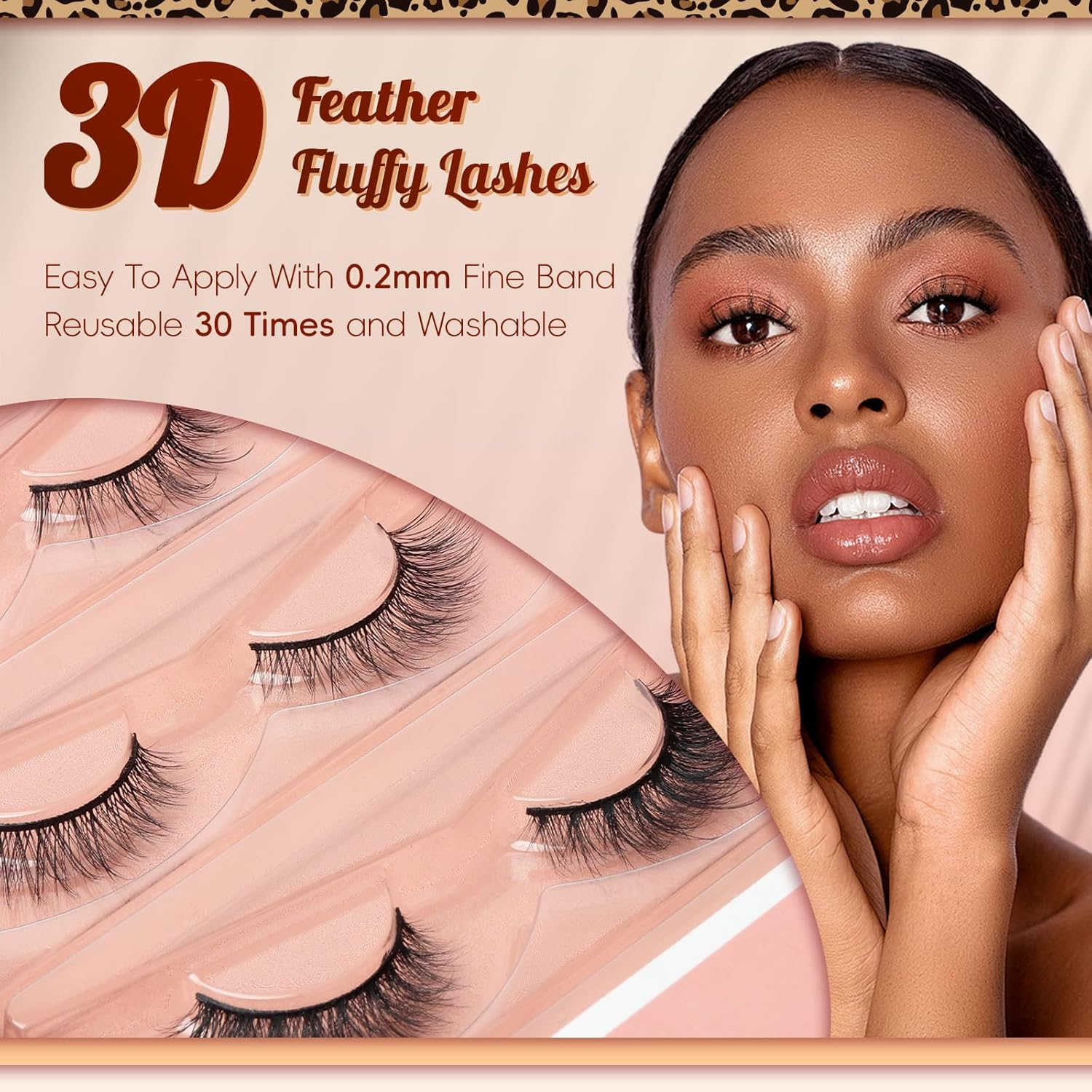 Wispy Lashes 0.05Mm PBT Fiber Natural Eyelashes, 0.2Mm Superfine Band Cat Eye False Eyelashes, 5 Pairs Fluffy Strip Lashes(Diva-5 Pairs in 1 Pack) image number 2