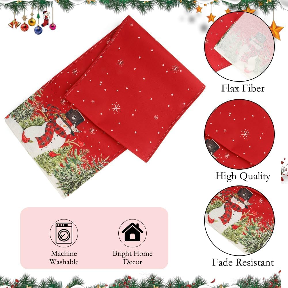Christmas Table Runner Christmas Decorations Christmas Table Runners for Table Snowman Trees Snowflakes 13X72 Inch Winter Table Runner Christmas Table Decorations for Christmas Holiday Home Decor