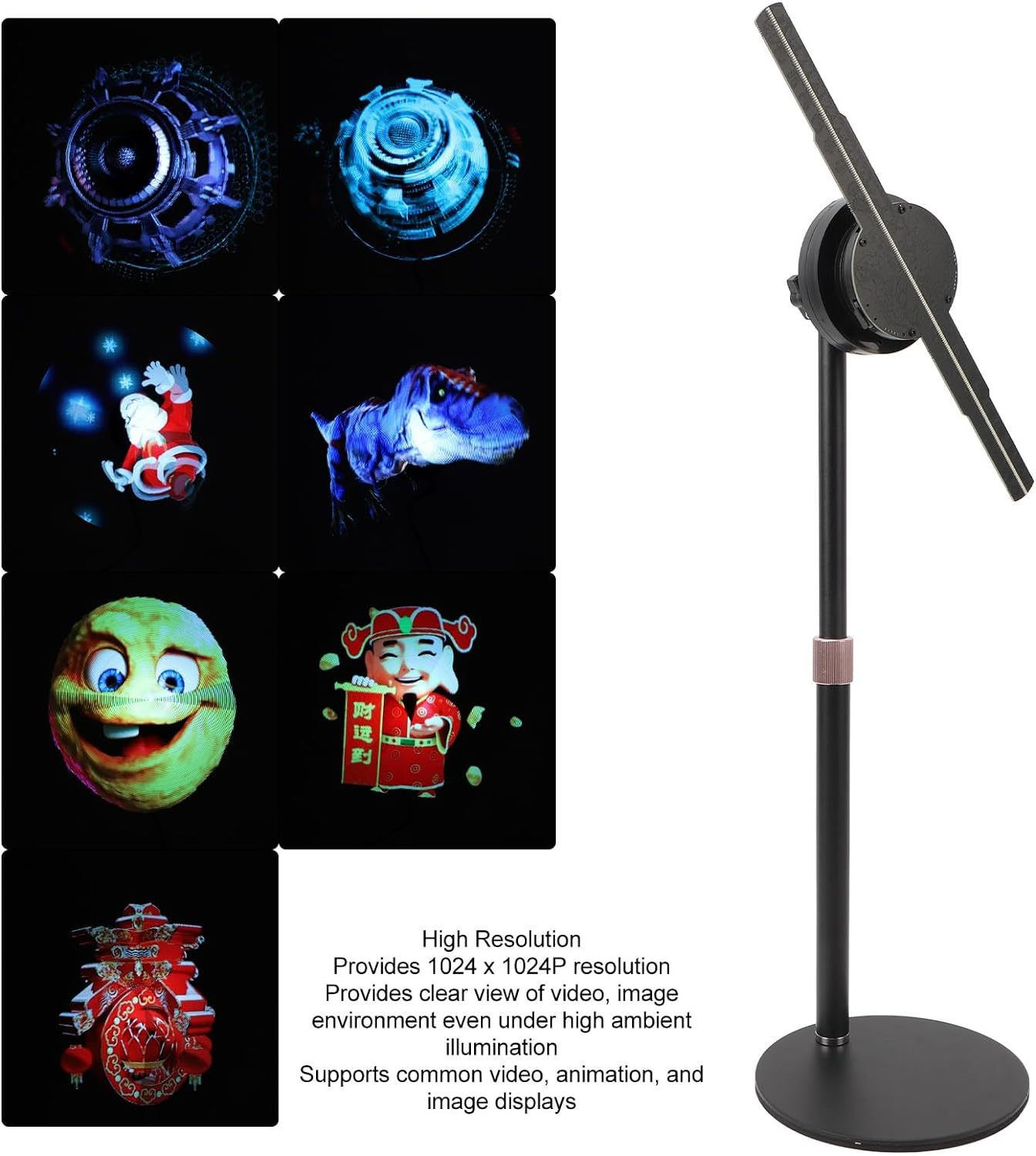 3D Hologram Fan, 1024 X 1024P 3D Hologram Advertising Display Fan 11 Inch with 256 LED Beads, for Business Store Signs, Bar, Casino, Party, Halloween Missyou (AU Plug) image number 2