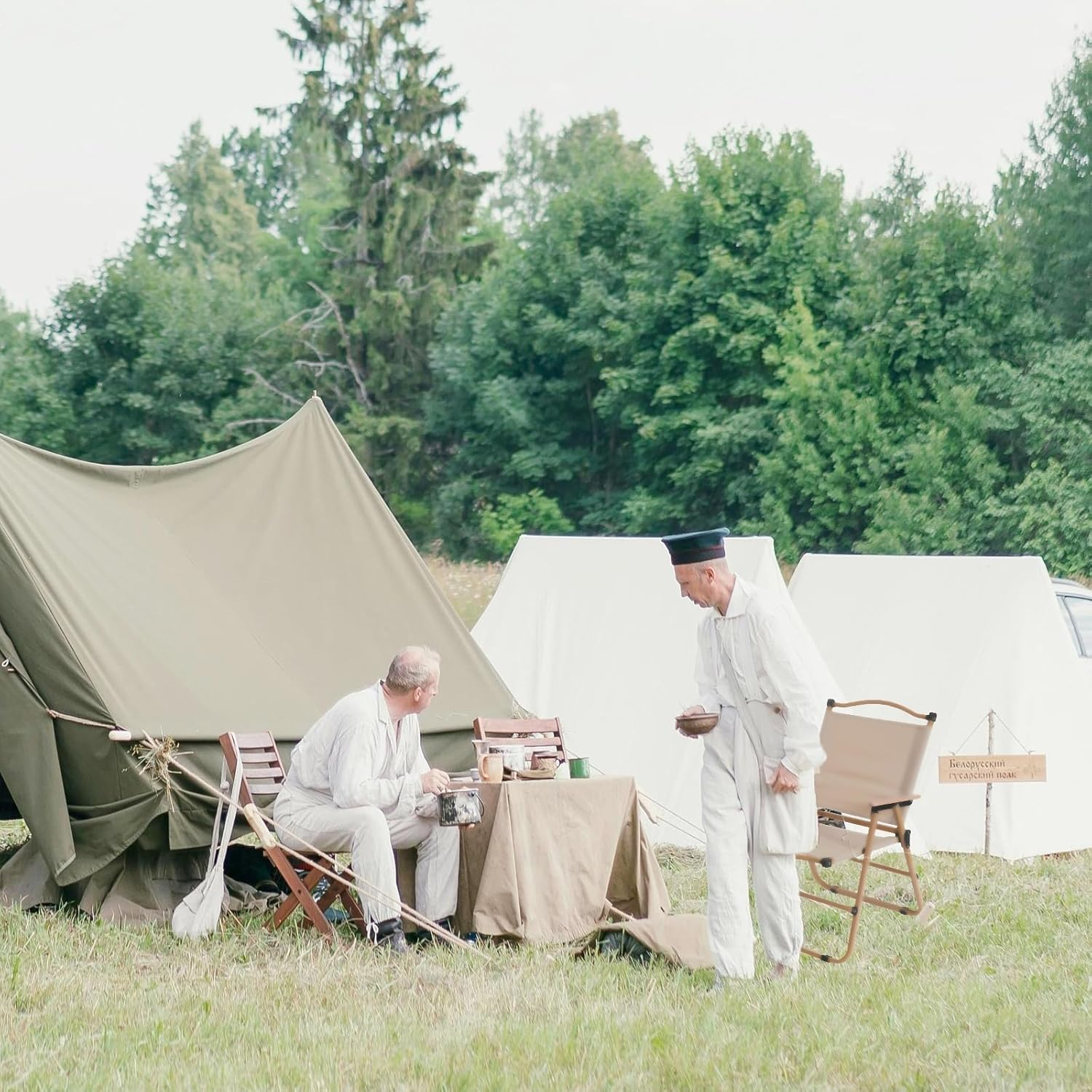 Foldable Camping Chair, Lightweight, Portable and Sturdy, with Wooden Armrests - Durable Outdoor Chair, Suitable for Adults, Beach, Dining and Terrace Use, 2-Piece Set image number 2