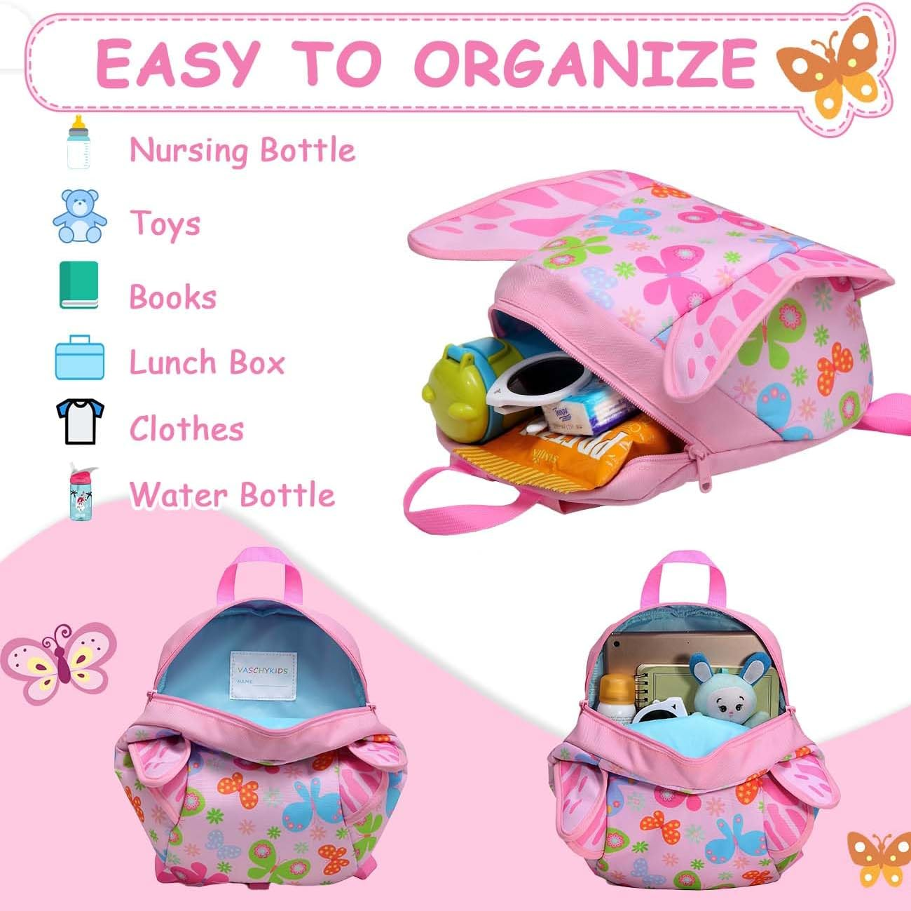 Mini Toddler Backpack with Leash,Vaschy Ultra Lightweight Tiny Little Kids Preschool Backpack Daycare School Bags for Boys,Grils image number 6