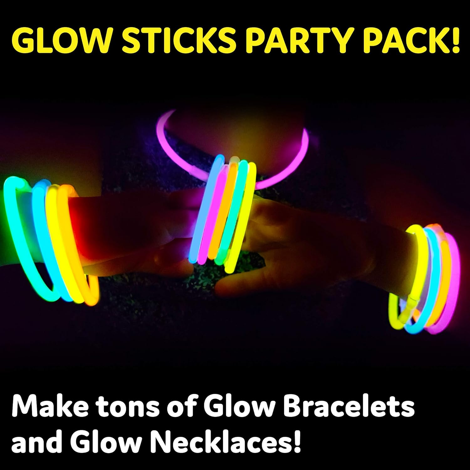 Partysticks 200 Count Glowsticks Glow Light Stick Bracelets Mixed Colours Wholesale Pack (2 Tubes of 100), 20Cm L