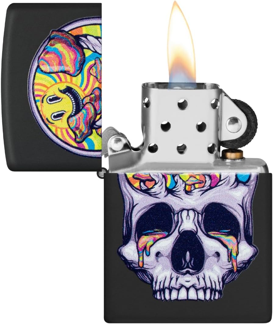 Zippo Skull Moon Design Windproof Lighter, Black Matte image number 2