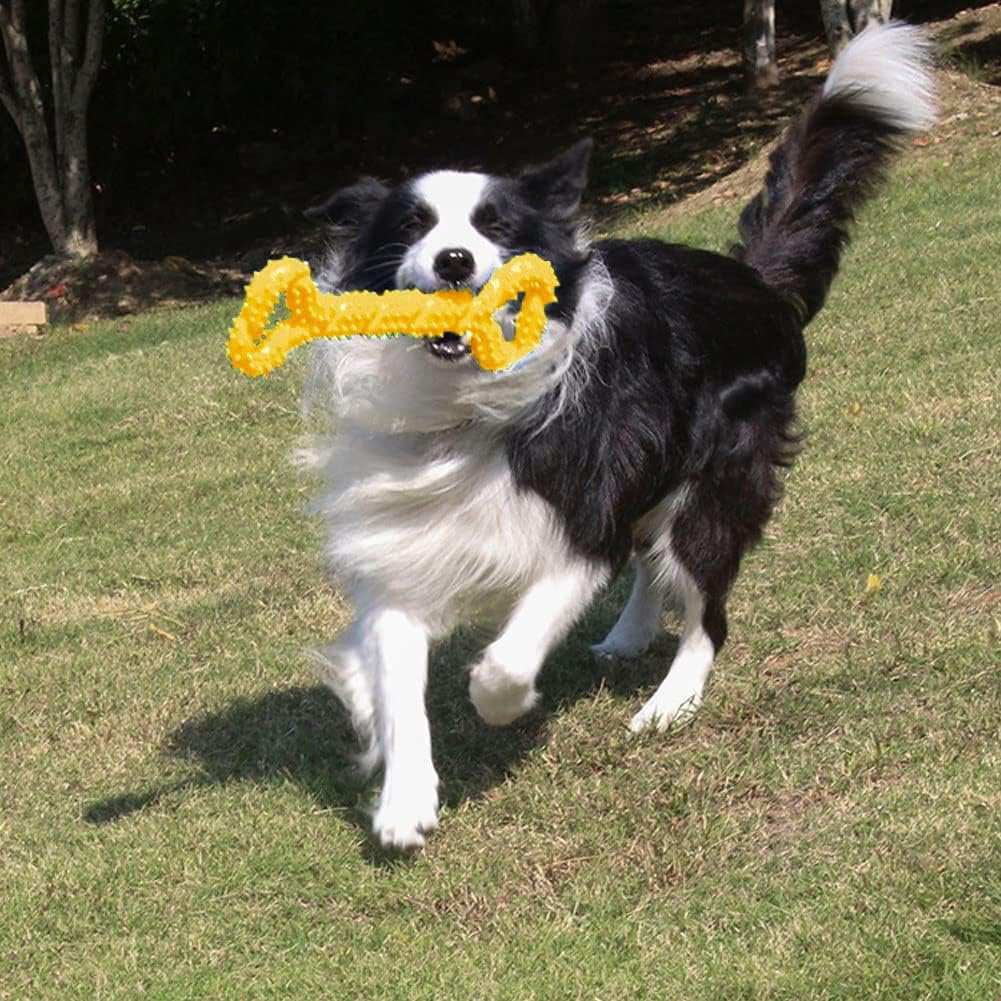 Dog Chew Bone Toy for Aggressive Chewers, Made of Hard Rubber, Durable Chew Toy, Durable and Virtually Indestructible, Cleaning Teeth and Massaging Gums (Yellow) image number 1