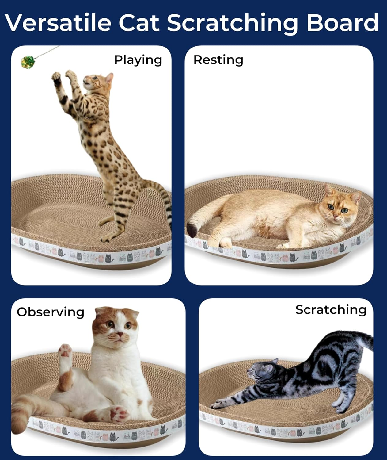 2 Pack Large Cat Scratcher Cardboard, Oval Indoor Cat Scratcher Bed Scratcher Pad Board Lounge Couch Cats Bowl Shaped Cat Scratching Post Nest for Cats Grinding Claw Furniture Protector image number 4