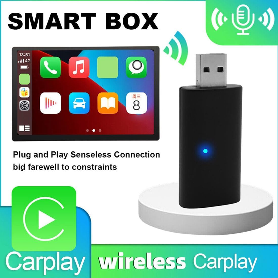 Carplay Adapter for Ios Phone Car (Ios 10.0 and Above) OEM Wired to Wireless Carplay USB Dongle Plug and Play 5V Carplay Dongle image number 3