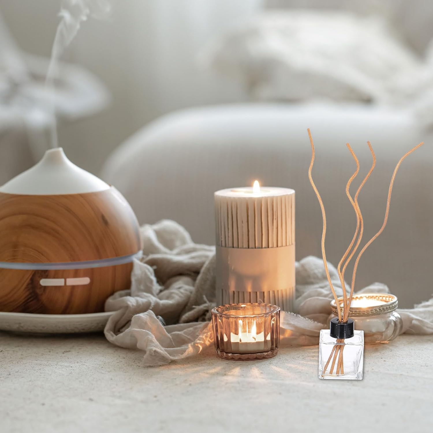 Sourcing Map 20Pcs Wavy Rattan Reed Diffuser Sticks, 28Cm/11 Natural Wooden Rattan Fragrance Diffuser Refill Sticks Replacement for Home, Bedroom, Hotel, Bathroom Shelf Decor (Light Coffee) image number 4