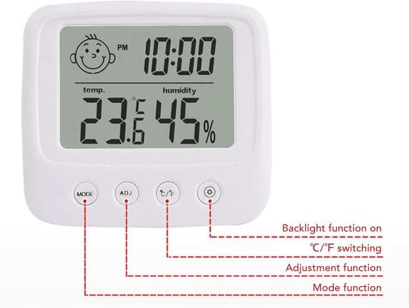 Digital Clock with Hygrometer Thermometer, Versatile Electronic Clock with Backlight Display, Temperature Clock Battery Operated for Nursery Bedroom image number 5