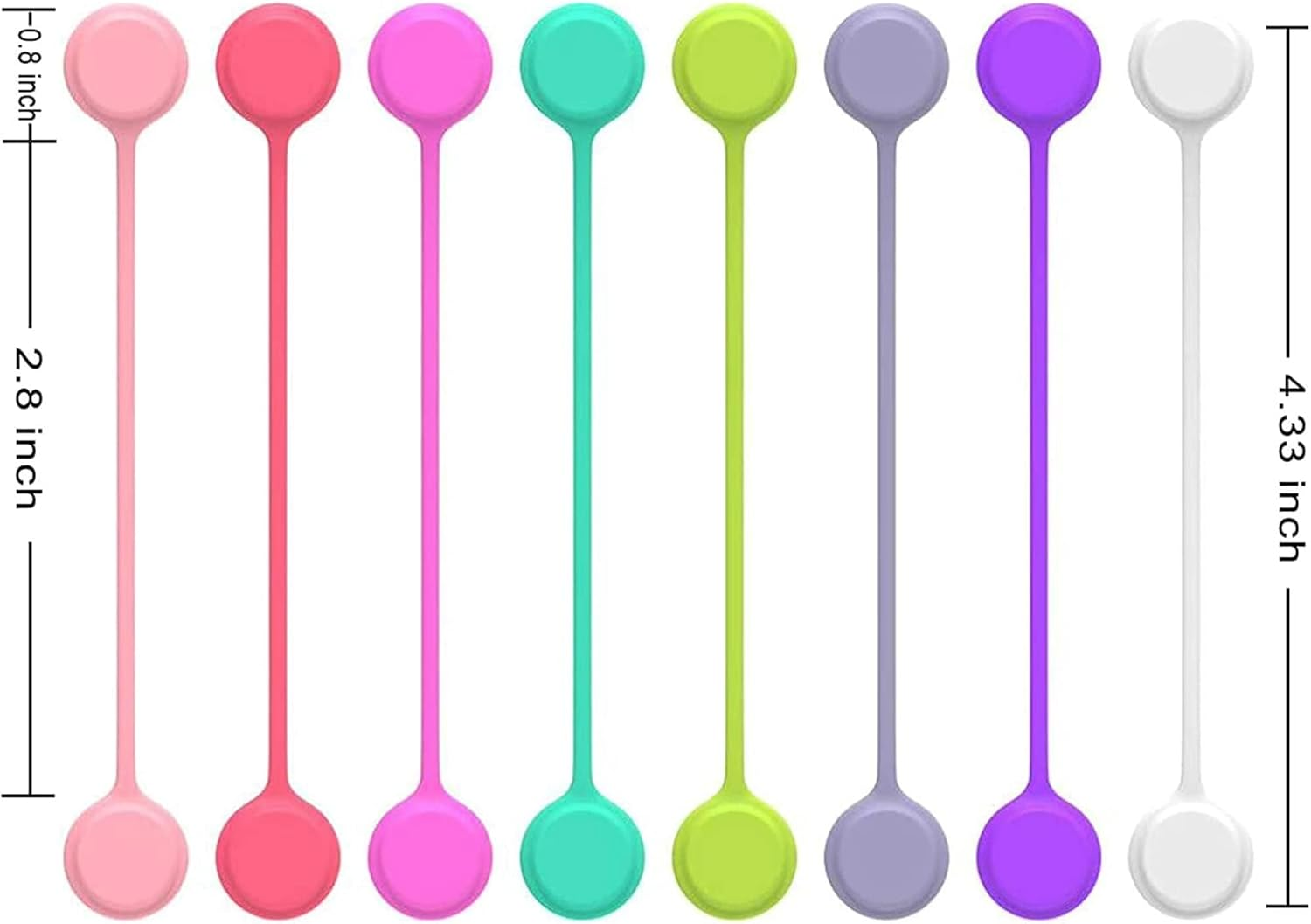 24 Pcs Reusable Magnet Cable Ties for Binding and Sorting, Earphone, USB Charging, Suspension and Fixed Key Chains, Silicone Wire Winders, Magnetic Cable Clips (8 Colors)