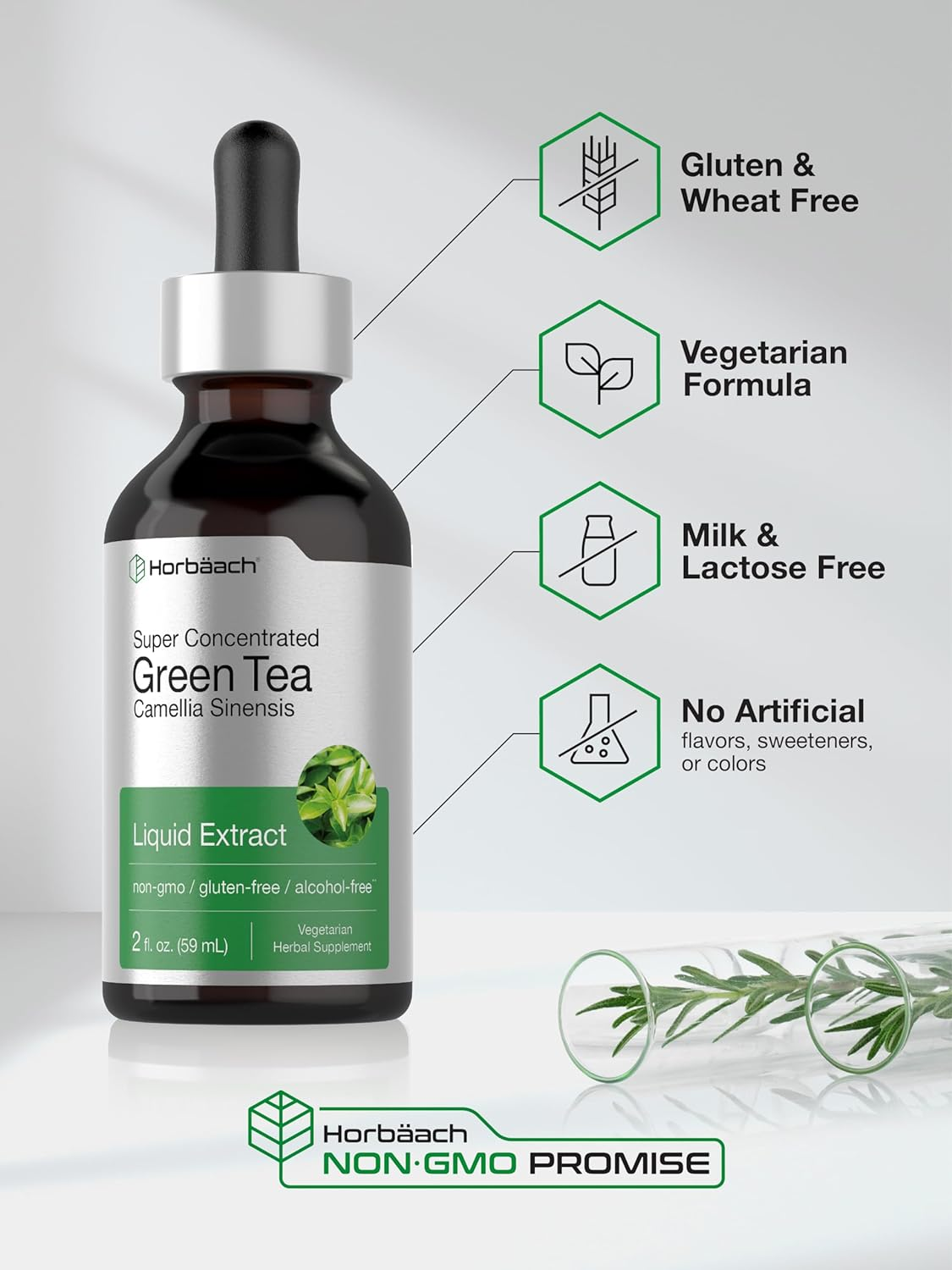 Green Tea Extract | 2 Fl Oz | Super Concentrated Liquid Supplement | Alcohol Free, Vegetarian, Non-Gmo, Gluten Free | by Horbaach image number 6