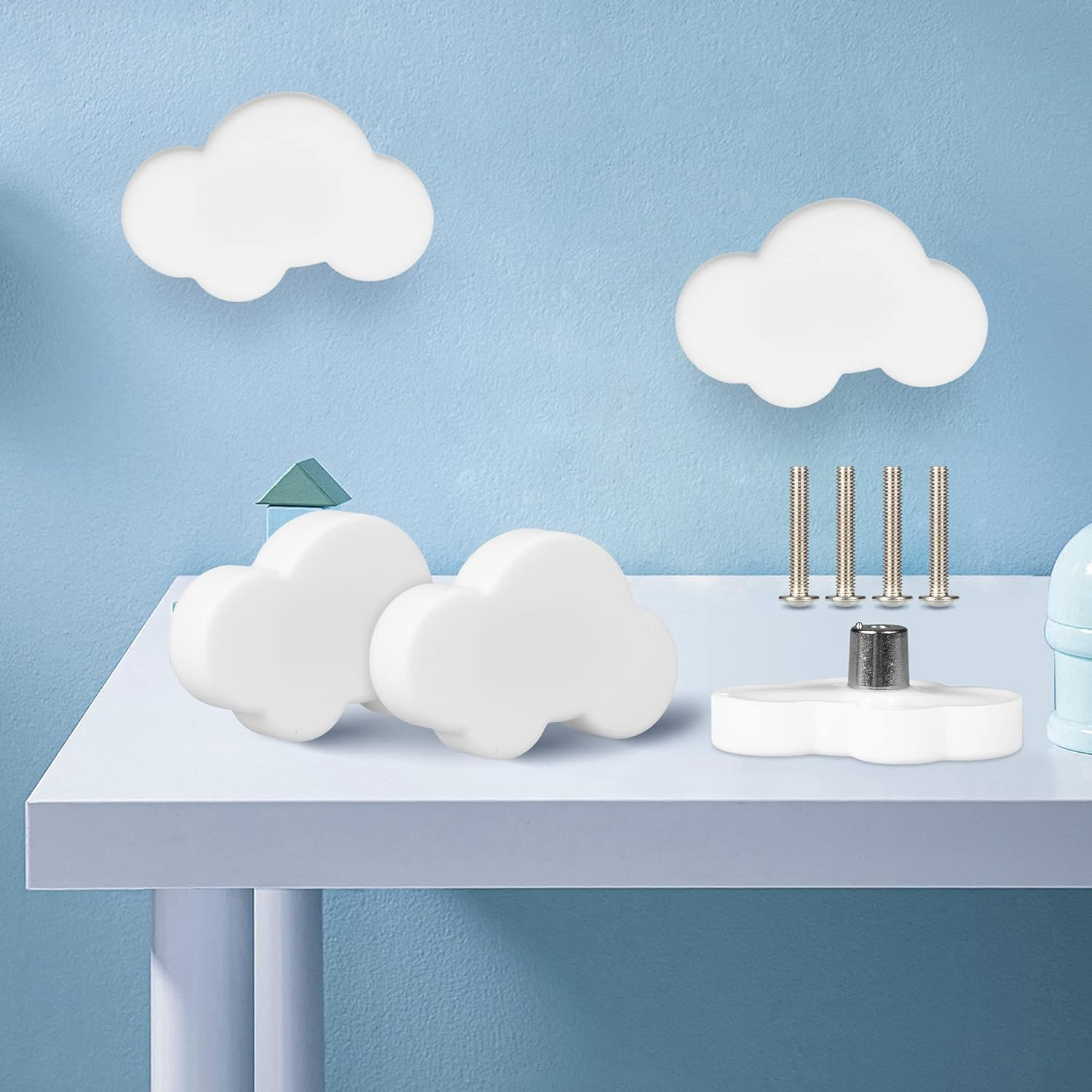 VIDELLY 8 Pieces Soft Rubber Knobs, Cartoon Cabinet Door Knobs Kids Dresser Knobs Handle for Children Room Drawer Closet, White image number 5