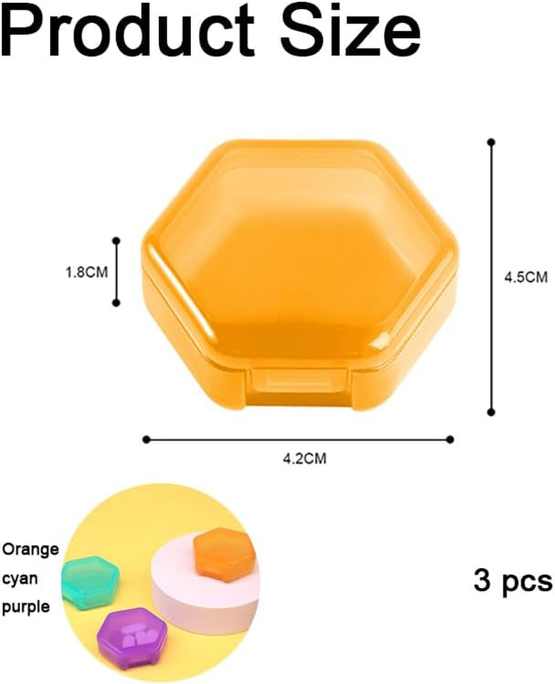 3 Packs Small Pill Organizer, Travel Pill Container Mini Pocket Pill Organizer Daily Single Pill Containers Portable Medicine Holder for Purse Vitamin Fish Oil Supplements (Mixed Color) image number 2