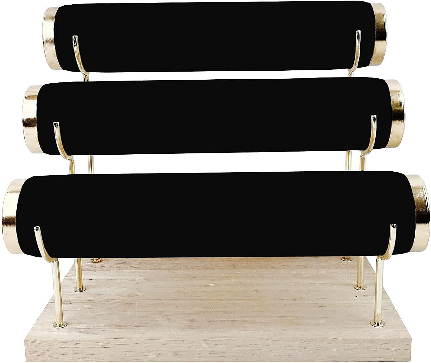 Jewelry Towers with Three Tier Racks, Detachable Black Velvet Gilt-Edging Bracelet Display Stand image number 1