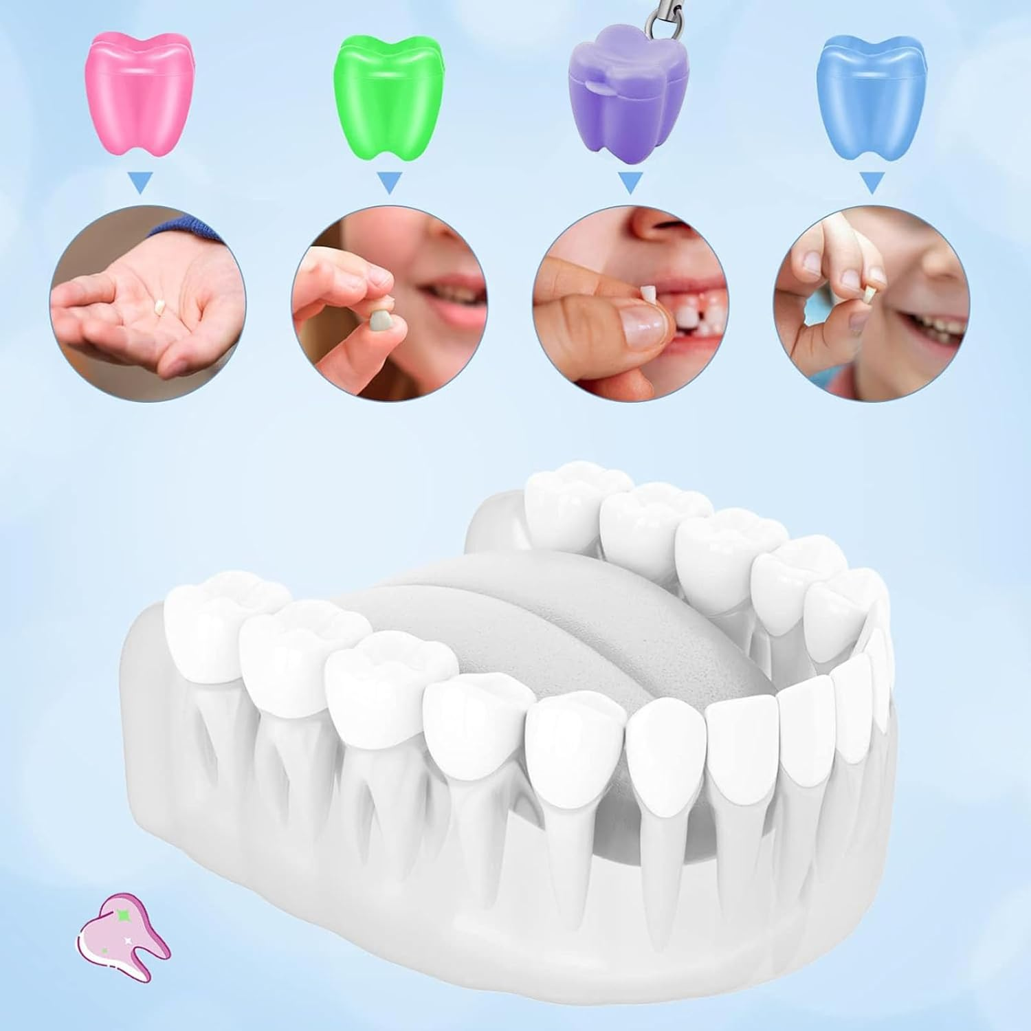 Lost Teeth Saver Necklace Organizer - Upgraded Milk Teeth Storage Box Necklace Cute Fairy Baby Teeth Keepsake Holder Children Teeth save Box for Lost Teeth Storage Box 10 Pieces image number 3