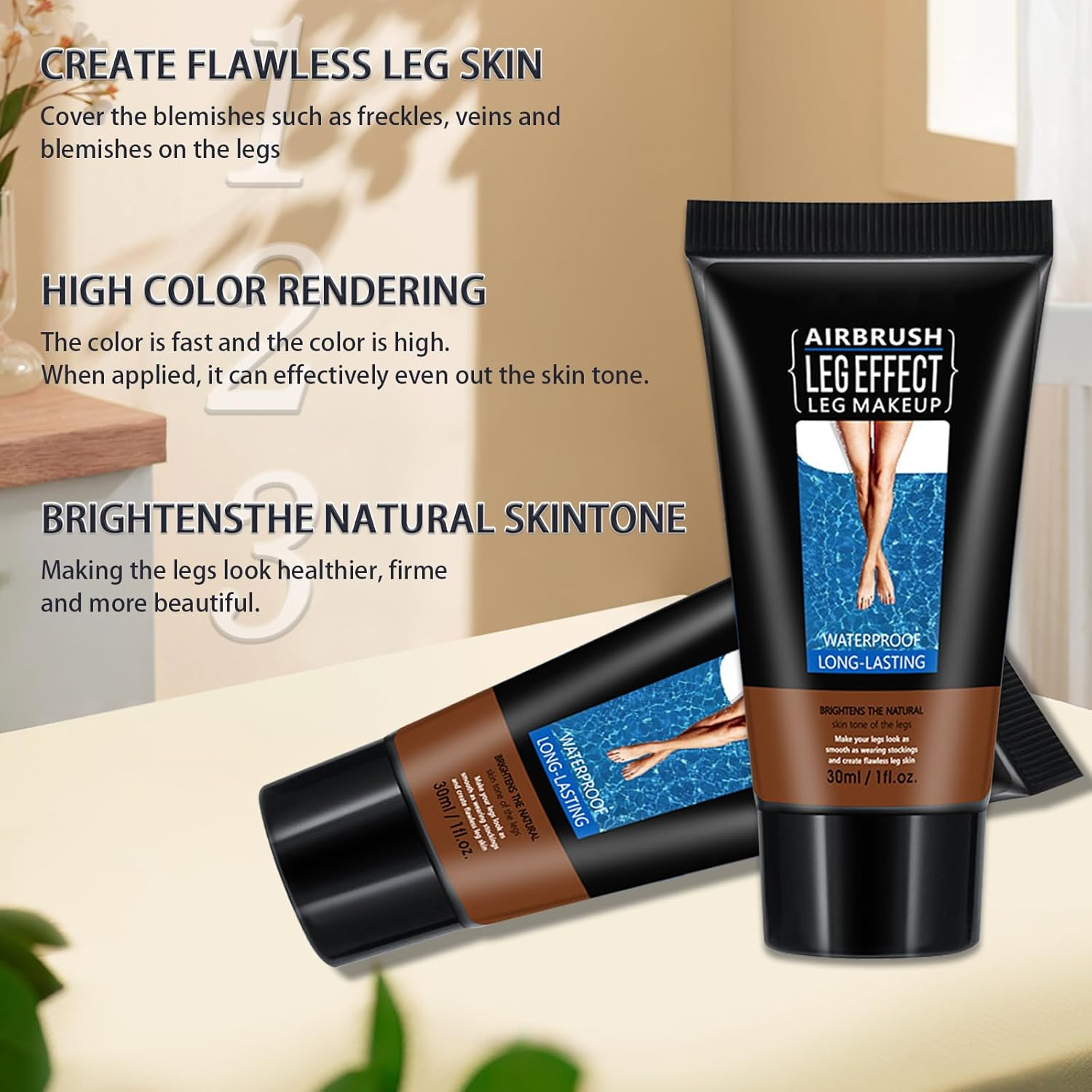 Leg Makeup Waterproof, Smooth Legs, Fade the Skin Color of Legs, Effectively Cover the Scars of Legs and Body, Long-Term Body Foundation Make-Up Uniform Skin Skin Beauty Leg Cream - 02 image number 7