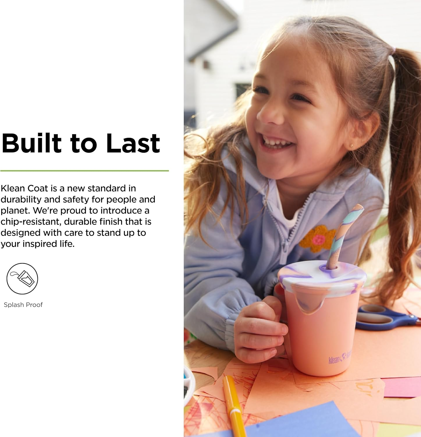 Klean Kanteen Kid'S Cup with Straw Lid, Peach Parfait, 10 Oz (295 Ml) Capacity image number 2