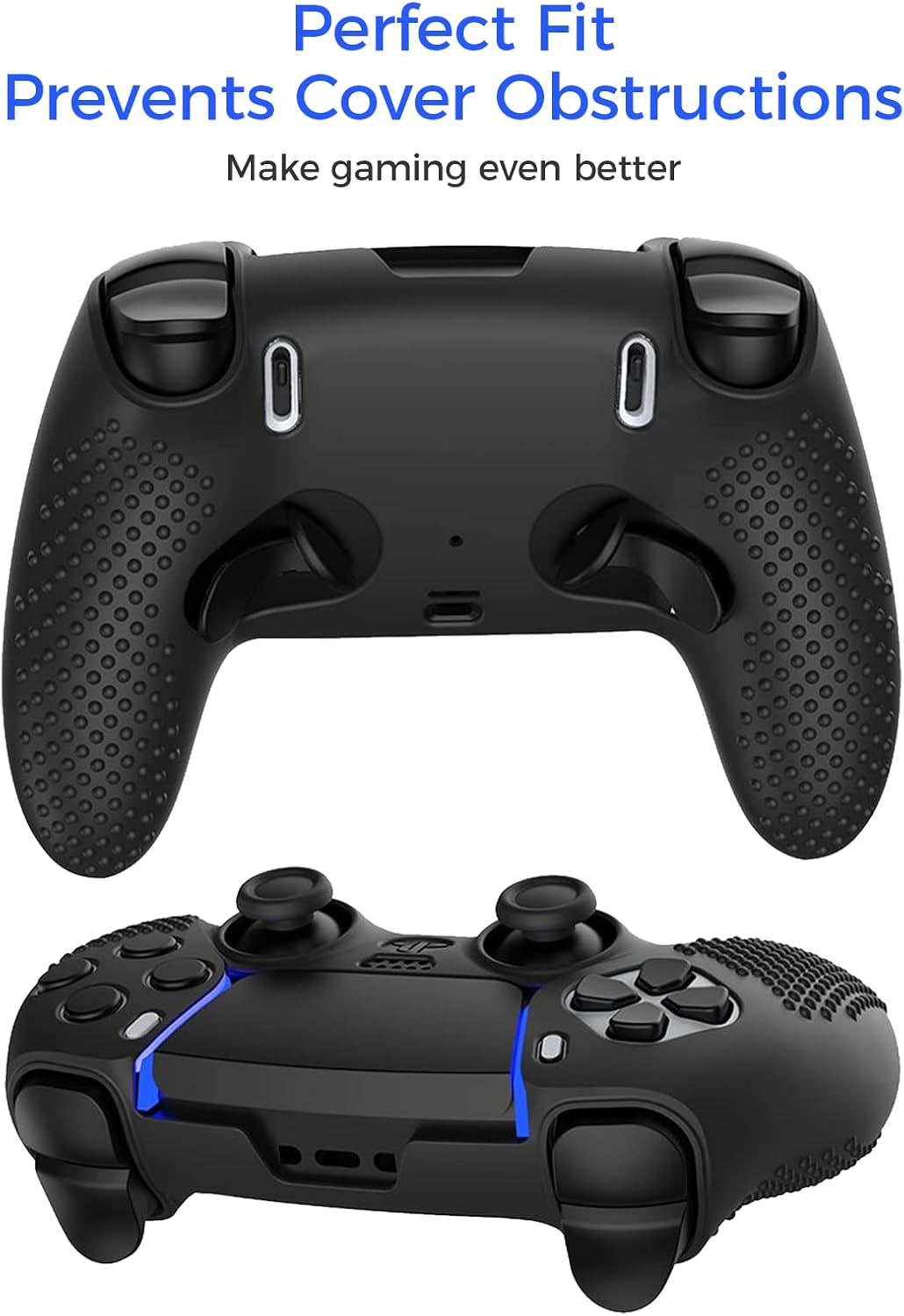 Anti-Slip Cover for PS5 Dualsense Controller, Accessories Including Cover for Dualsense Edge, Thumb Caps, Triggers Extenders, and Touchpad Sticker image number 5