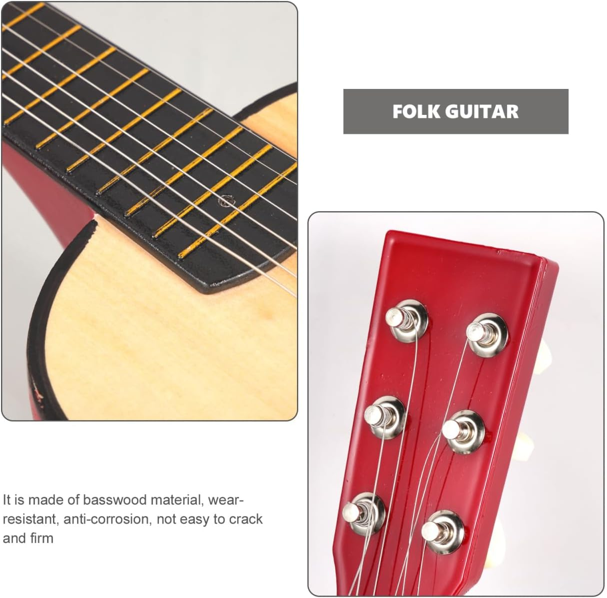 Mini Acoustic Guitar 23 Inch 6 String Toddler Kids Guitar for Beginners Wood Material Music Instrument Kids Children image number 6