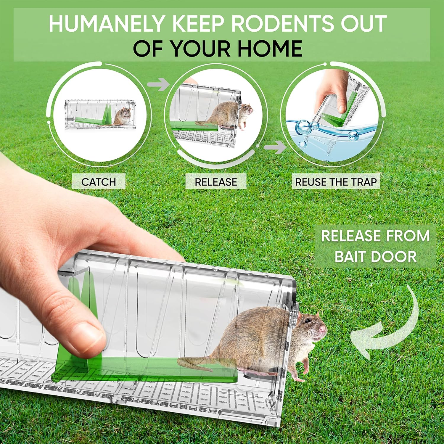 The Original, Humane Mouse Trap, Mouse Traps Indoor for Home, Safe for Kids and Pets, Catch and Release, Reusable, for Small Mice and Rodents, Mouse Trap, 2 Pack image number 1