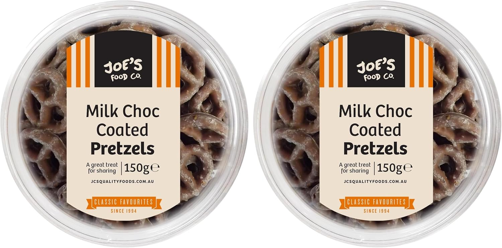 JOE'S FOOD CO MILK CHOC COATED PRETZELS, 150G