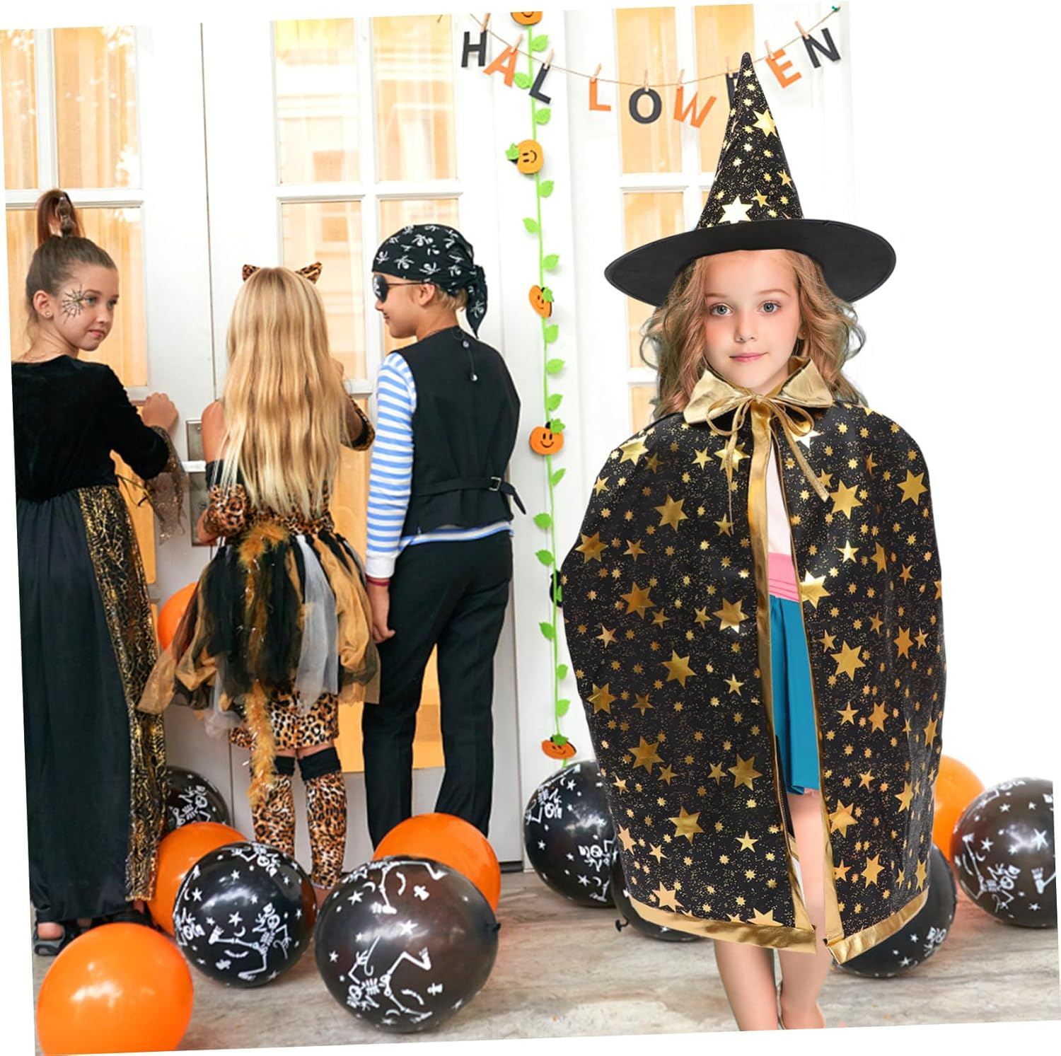 Halloween Party Wizard Cape Hat Witch Costume Boys and Girls Cosplay Unique Comfy