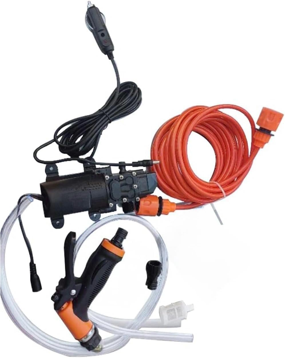 High Pressure Washer Gun, Portable Car Wash Kit, 12V 100W 100PSI Water Pump with Inlet & Outlet Hoses for Car Washing, Gardening, Cleaning, Pet Bathing image number 2