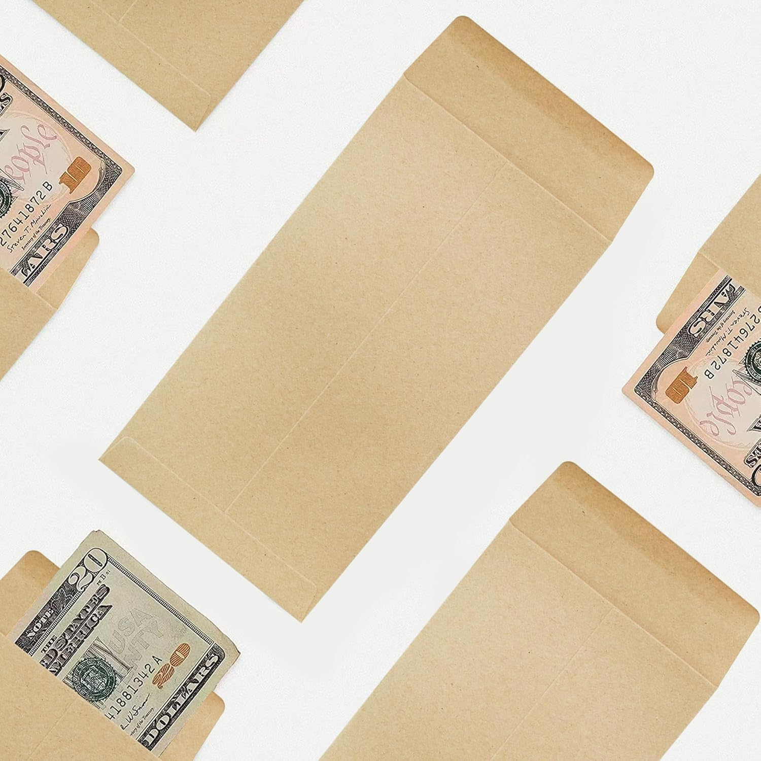 VANRA 150 PCS Kraft Coin Envelopes Seed Envelopes, Money Cash Envelopes Small Parts Envelope with Gummed Flap for Payroll, Money Saving, Coins, Currency (8.9&times;16.5Cm) image number 4