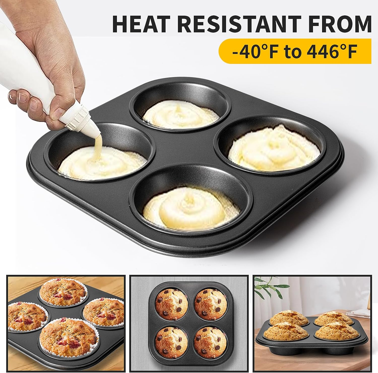Air Fryer Muffin Pan, 2 Pack Cupcake Molds for Air Fryer and Toaster Oven, Nonstick Baking Pan for Countertop and Small Oven image number 5
