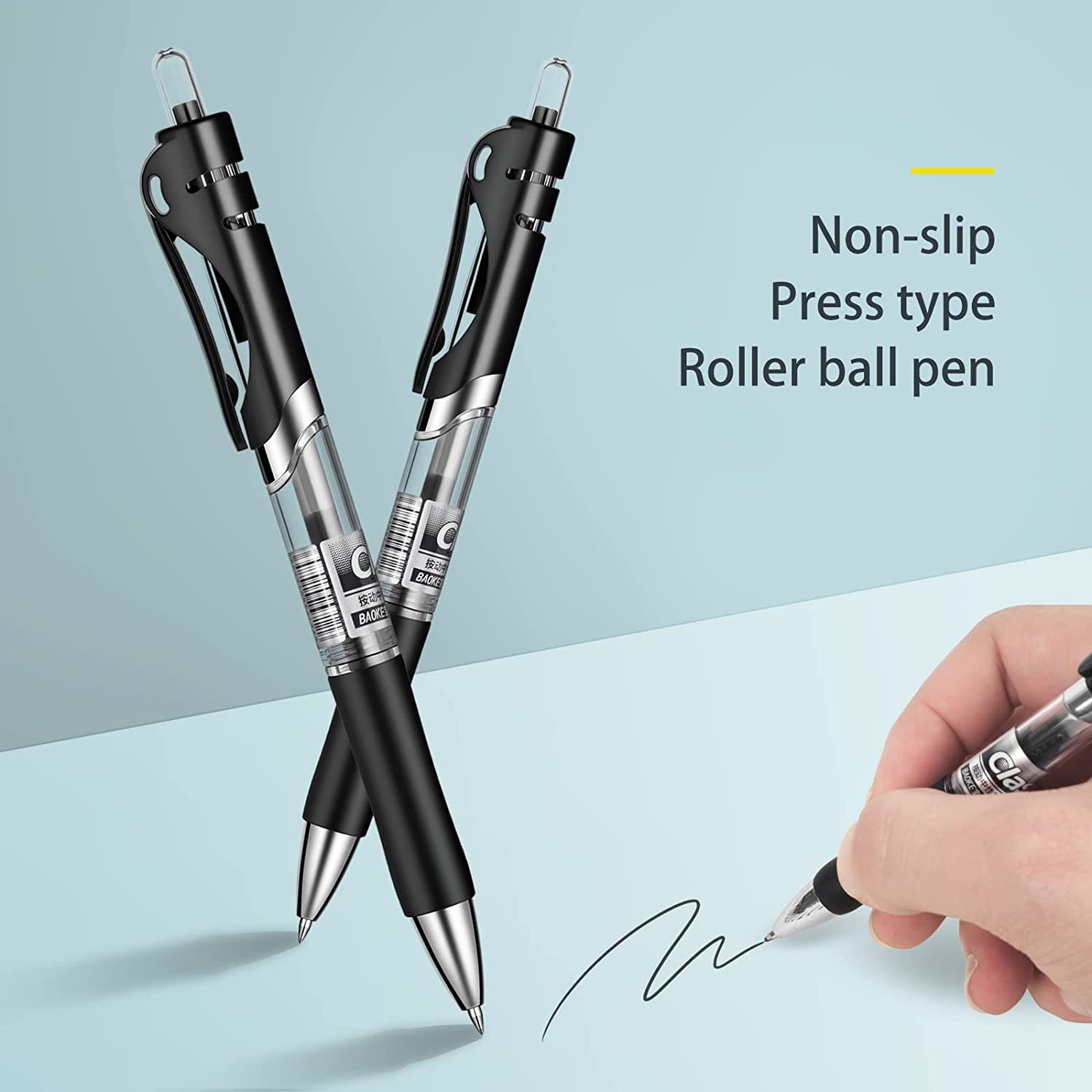 Gel Pens, Retractable Rolling Ball Gel Pens, Writing Smoothly, Large Capacity, Suitable for Working or Studying, 12-Pack, 0.7Mm (Black) image number 4