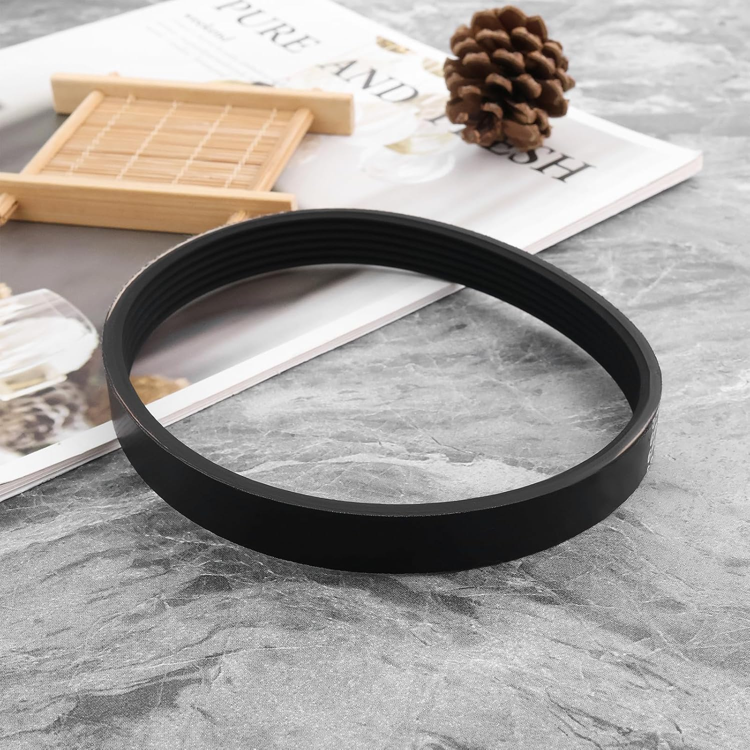 Emagtech 2Pcs 6PJ348 Lawn Mower Rubber Drive Belt Electric Planer Synchronous Belt Circumference 348Mm Width 14Mm Suitable for Most Lawn Mowers