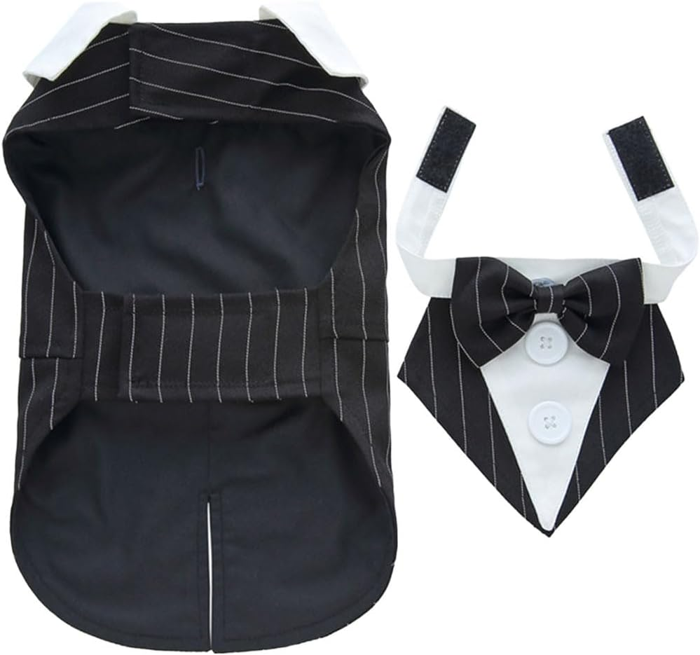 Mipcase Pet Tuxedo Dog Tuxedo Suit: Dog Bowtie Costumes Puppy Formal Dog Tuxedo Puppy Costume Outfit Comfy Dress Adjustable Wedding Bandana image number 5