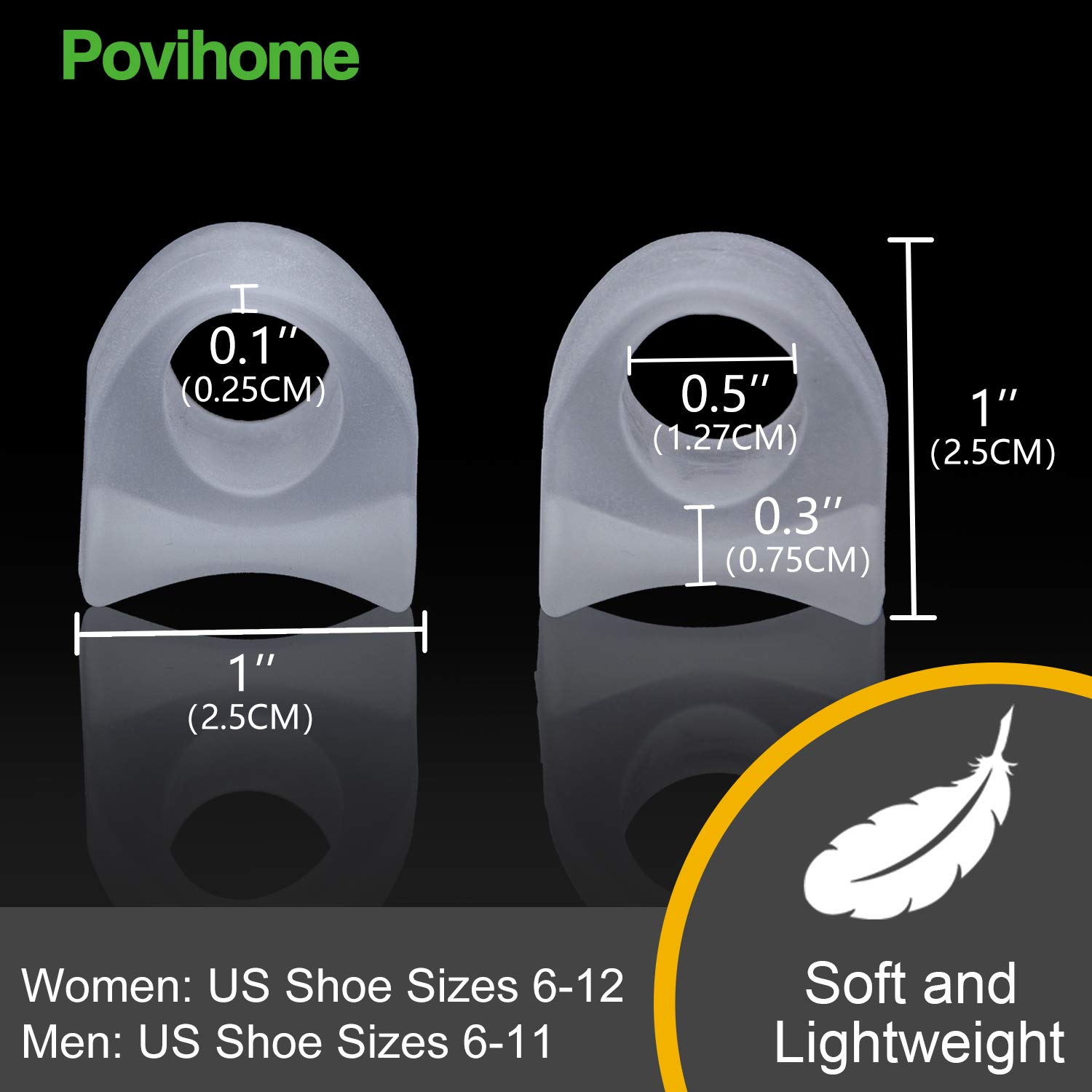 Povihome 10 Pack Clear Toe Spacers, Big Toe Separator (1St/2Nd Toe), Bunion Corrector to Correct Big Toe Bunion, Overlapping Toes image number 2