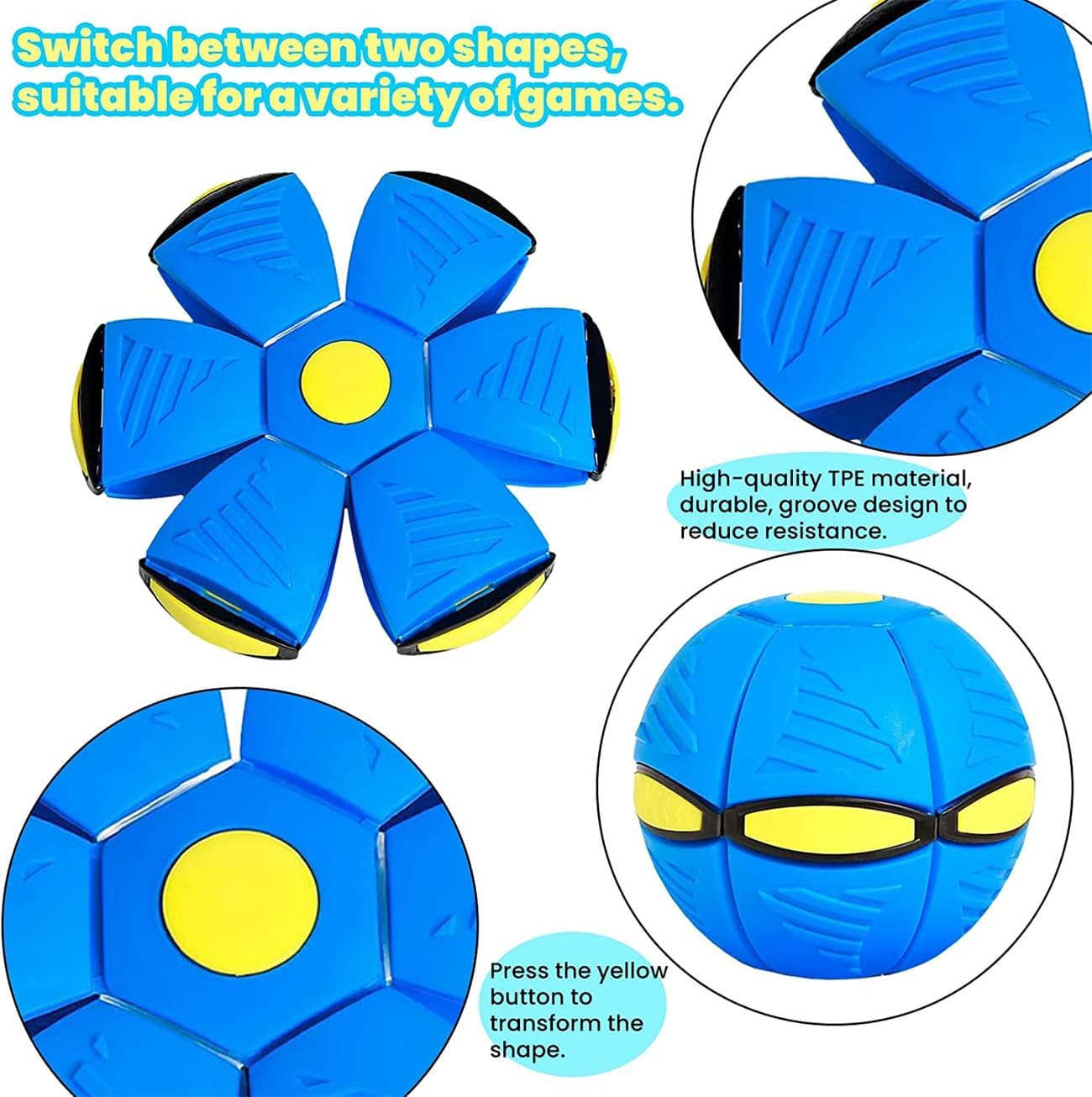 Pet Toy Flying Saucer Ball for Dogs, Portable Flying Saucer Toys, Stomp Magic Ball, Magic Creative Decompression Balls for Pet - Blue image number 5