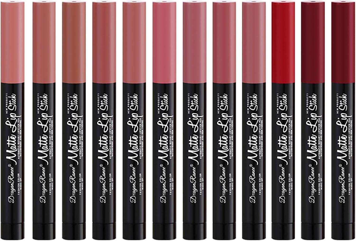 Roseflower 12 Colors Lipsticks Set, Matte Lipstick with Gift Box, Velvet Nude Lipstick Pen with Pencil Sharpener Automatic Lip Liner Set Waterproof Lip Tint Makeup Set Kit Lip Makeup for Women image number 1