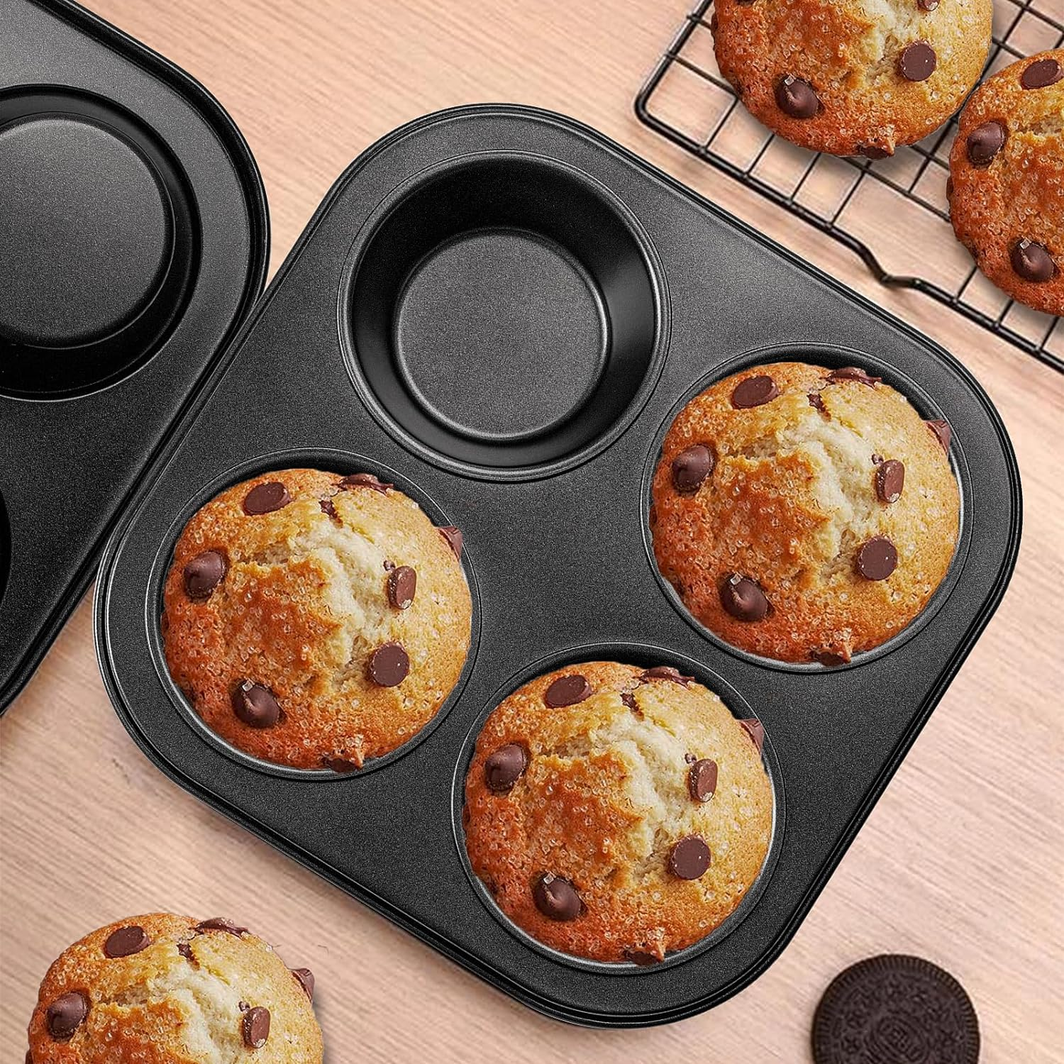 Air Fryer Muffin Pan, 2 Pack Cupcake Molds for Air Fryer and Toaster Oven, Nonstick Baking Pan for Countertop and Small Oven image number 1