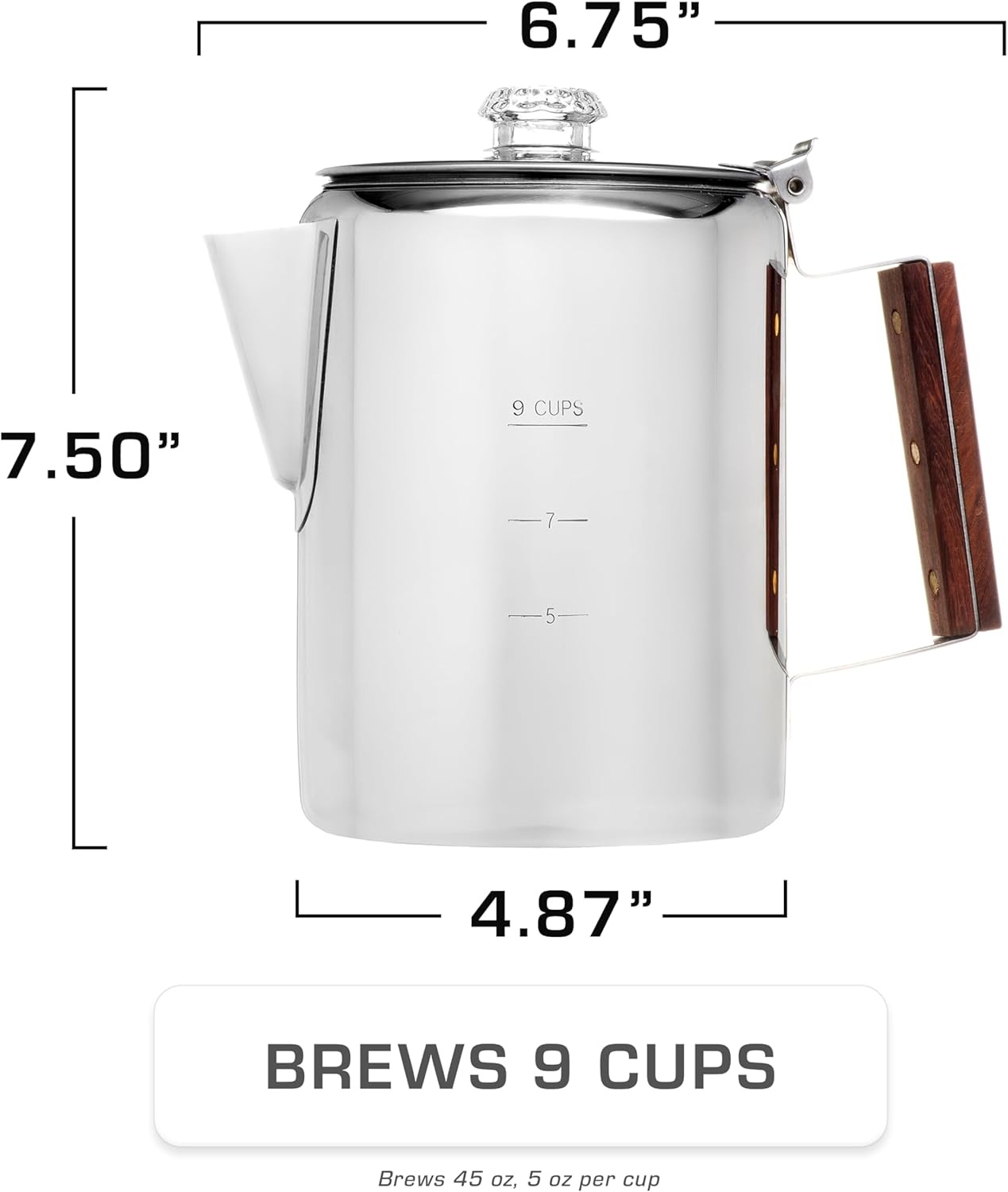 COLETTI Bozeman Camping Coffee Pot &ndash; Coffee Percolator &ndash; Percolator Coffee Pot for Campfire or Stove Top Coffee Making &ndash; 9 CUP image number 4