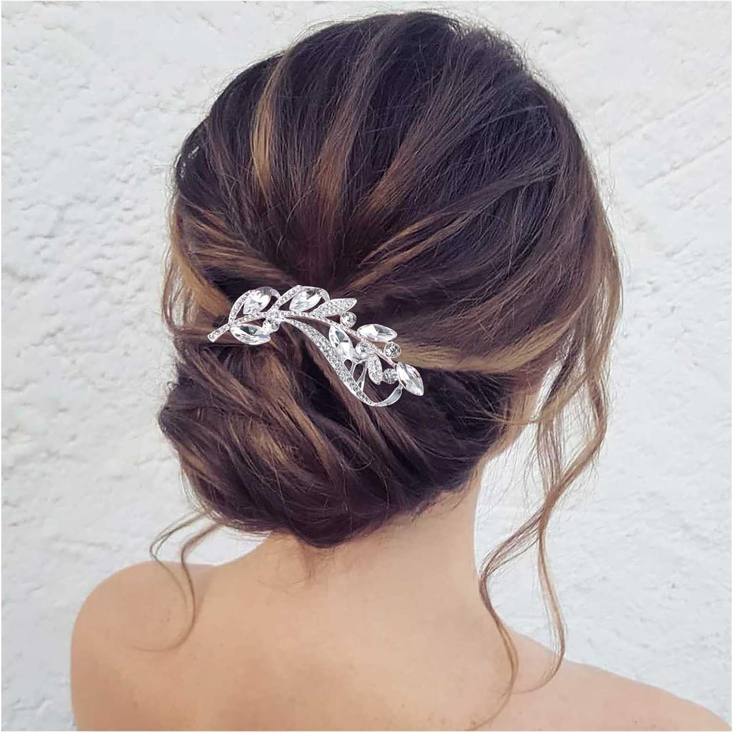Crystal Wedding Hair Comb Rhinestone Leaf Hair Comb Bling Bridal Headpieces Decorative Head Clip Headwear Bridal Hair Accessories for Women (Style1, One Size)
