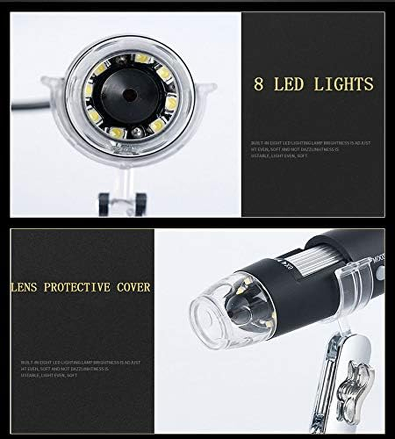 Meichoon 1600X Digital Microscope Electronic Handheld Microscope USB HD Magnifying Camera with 8 LED Lights Compatible with Windows NB03C image number 5