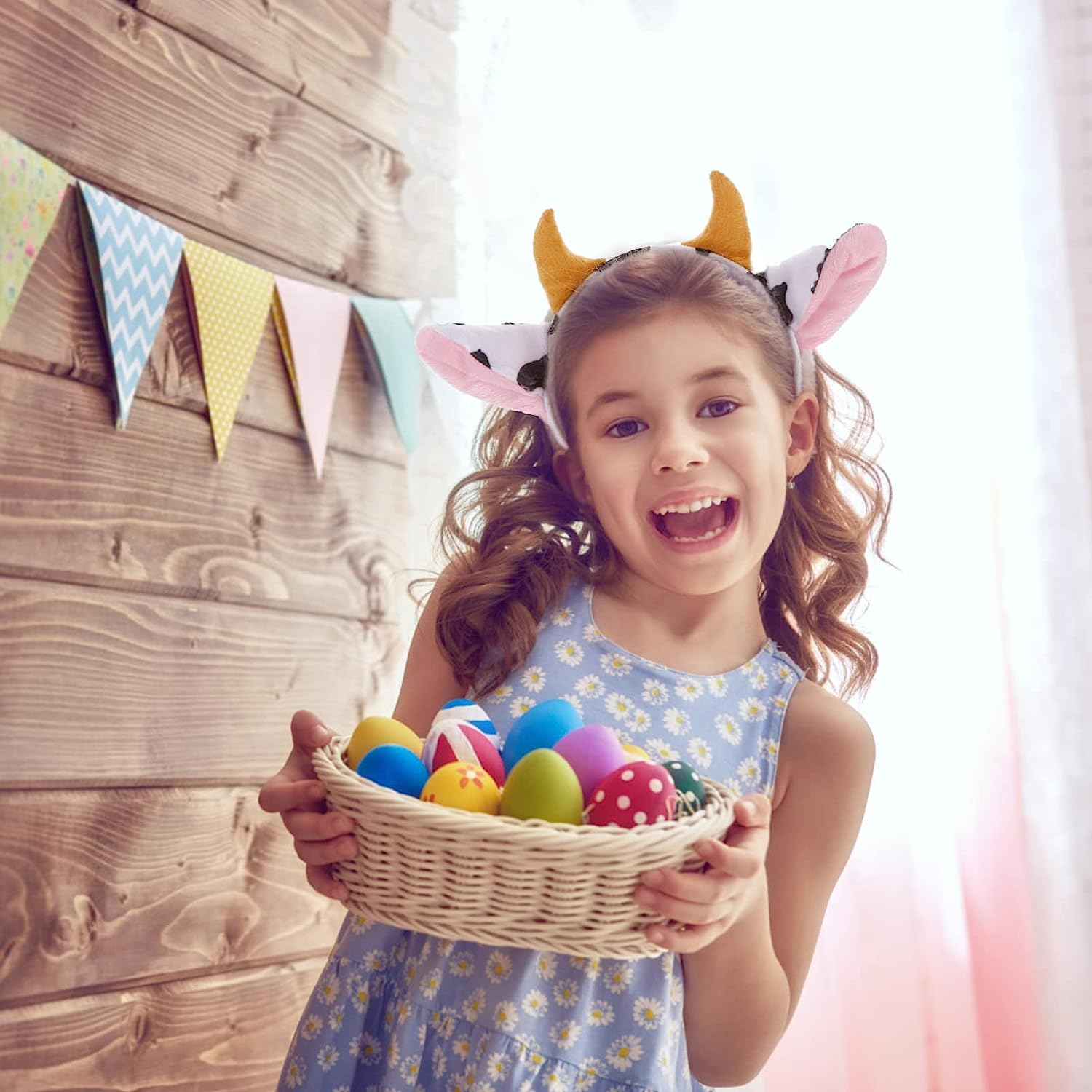 STOBOK Cow Ears Headband Dairy Cow Headband Hairhoop Cartoon Ears and Horns Design Hairhoop S Costume Headw for Halloween Party Cosplay Prop